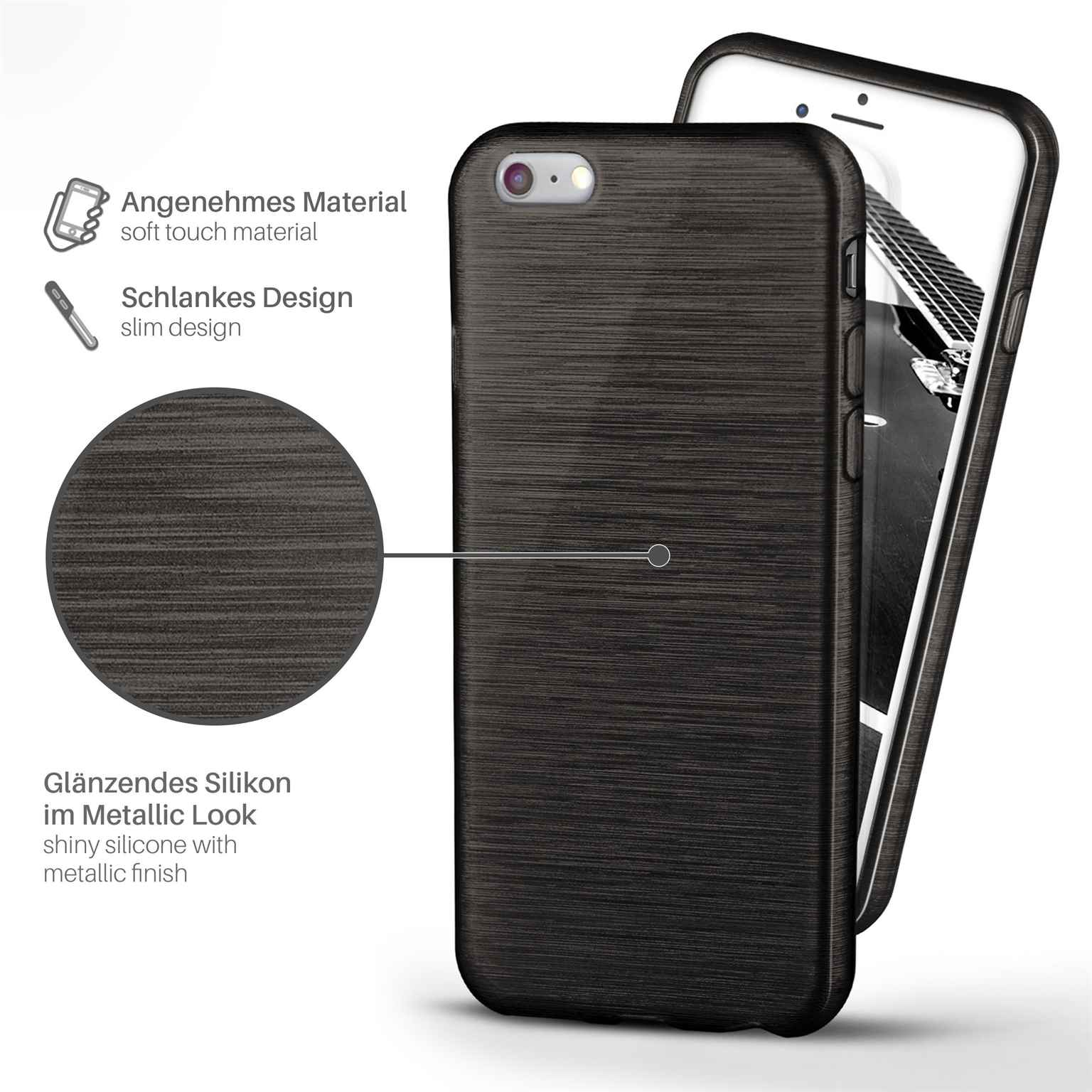 Backcover, iPhone Onyx-Black Brushed 6s, MOEX Apple, Case,
