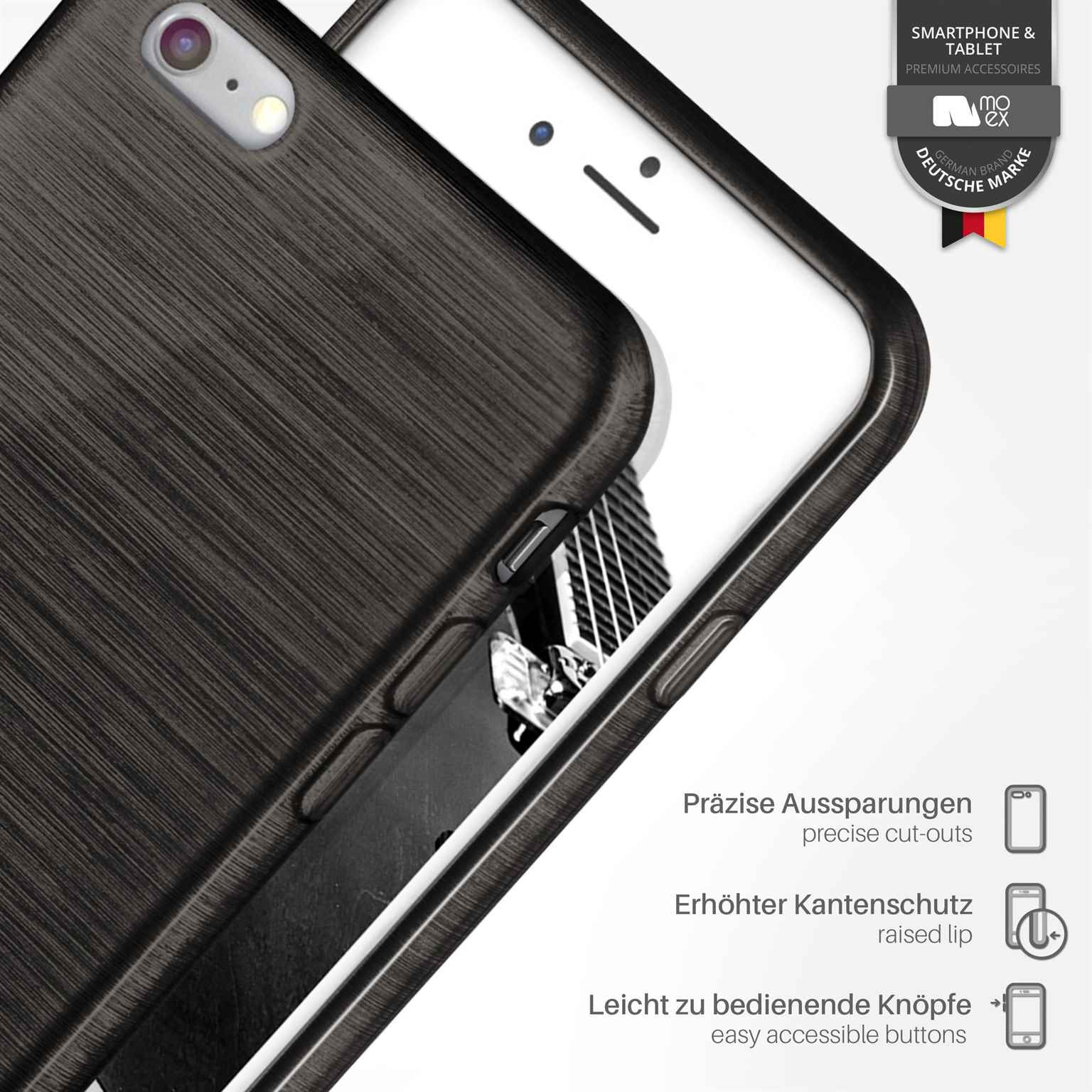 MOEX Brushed Case, Backcover, iPhone Apple, Onyx-Black 6s