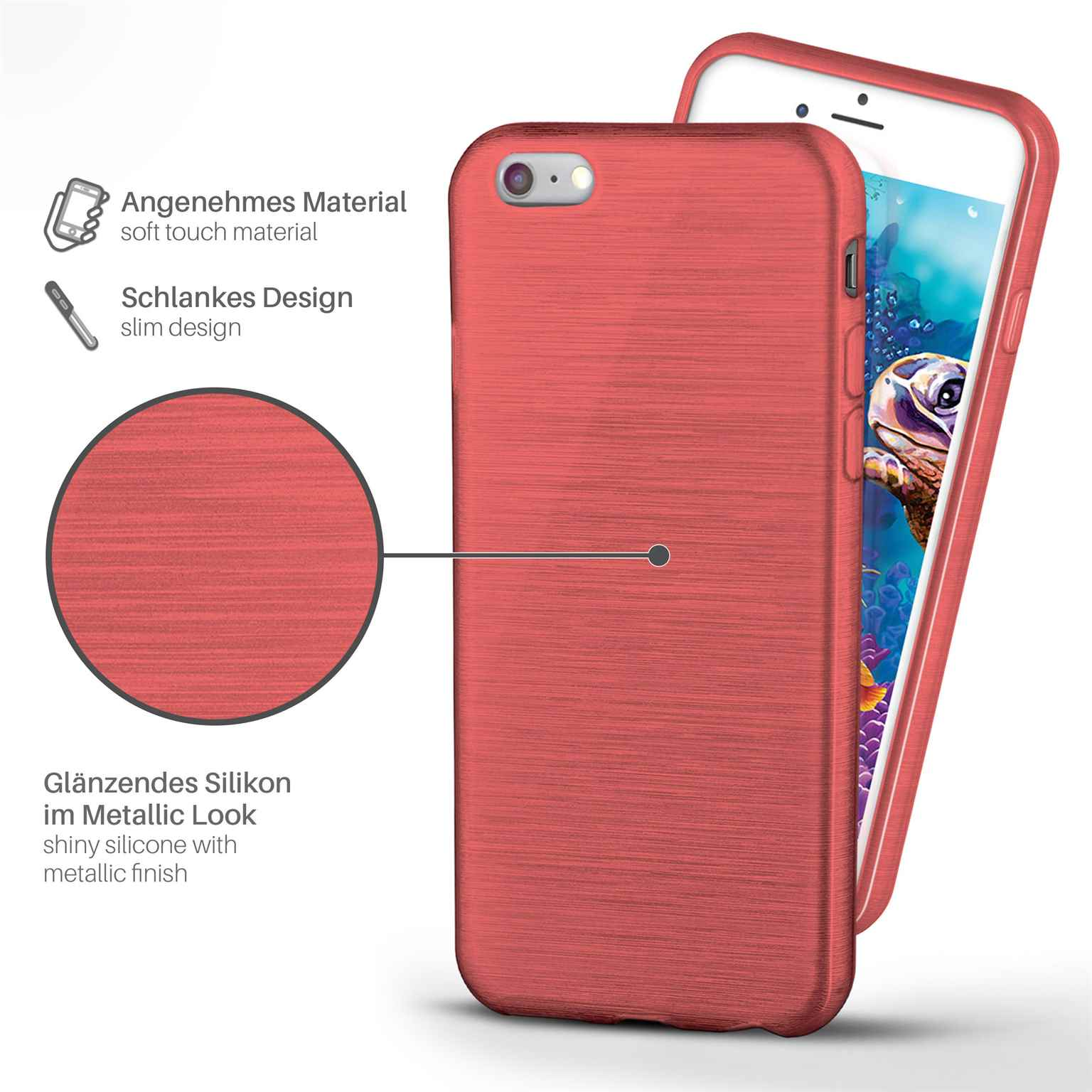 Brushed 6s, Case, Coral-Red Backcover, MOEX iPhone Apple,