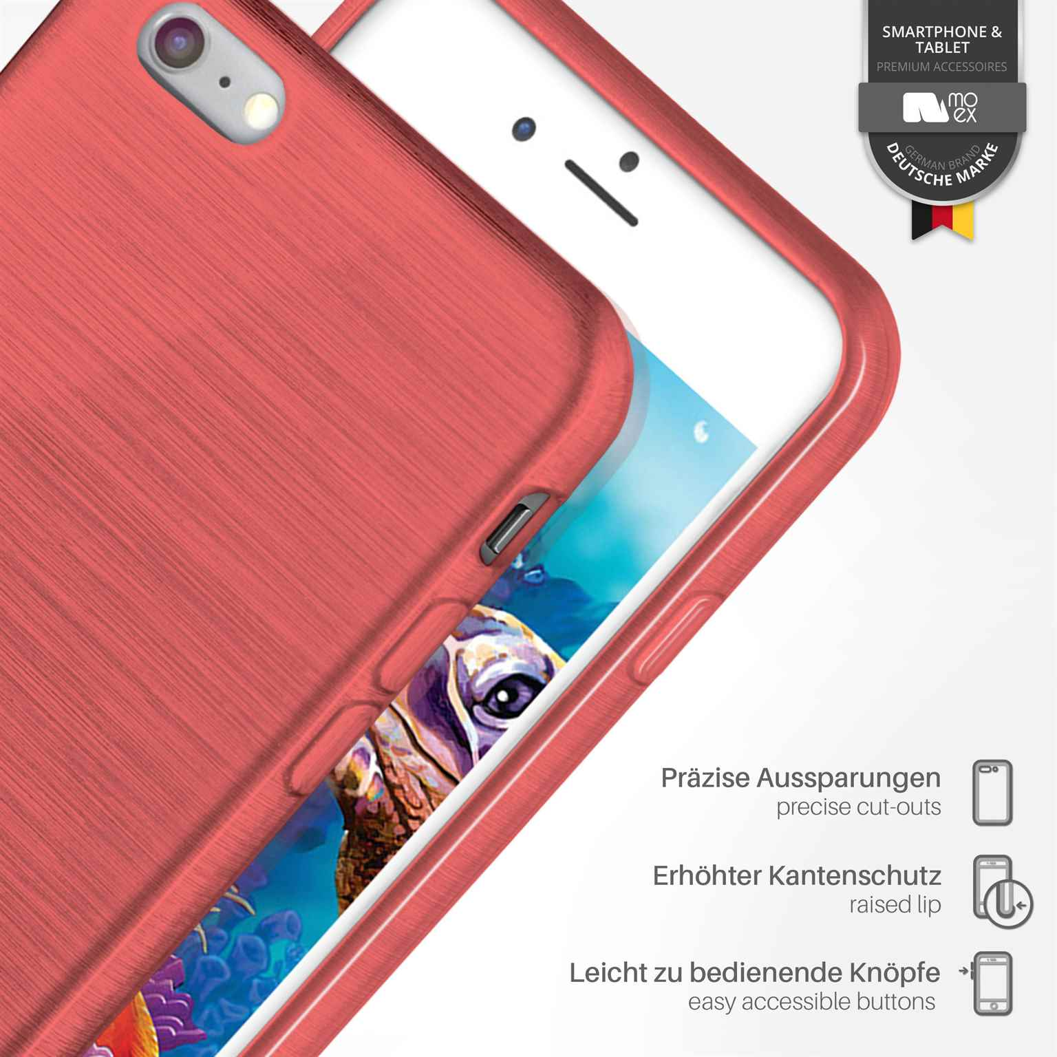 iPhone 6s, Apple, Coral-Red Case, MOEX Backcover, Brushed
