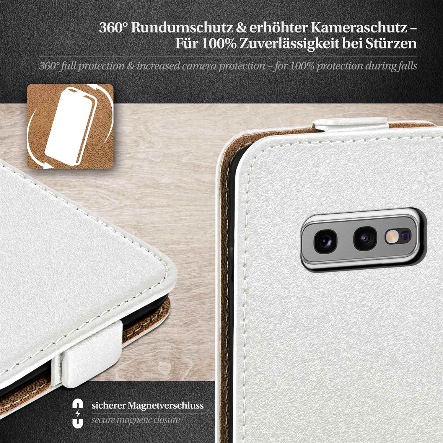 Case, Pearl-White Flip MOEX S20, Cover, Galaxy Flip Samsung,