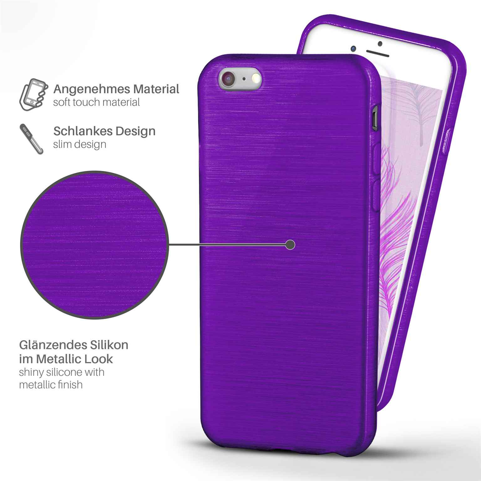 iPhone 6s, MOEX Backcover, Case, Apple, Purpure-Purple Brushed