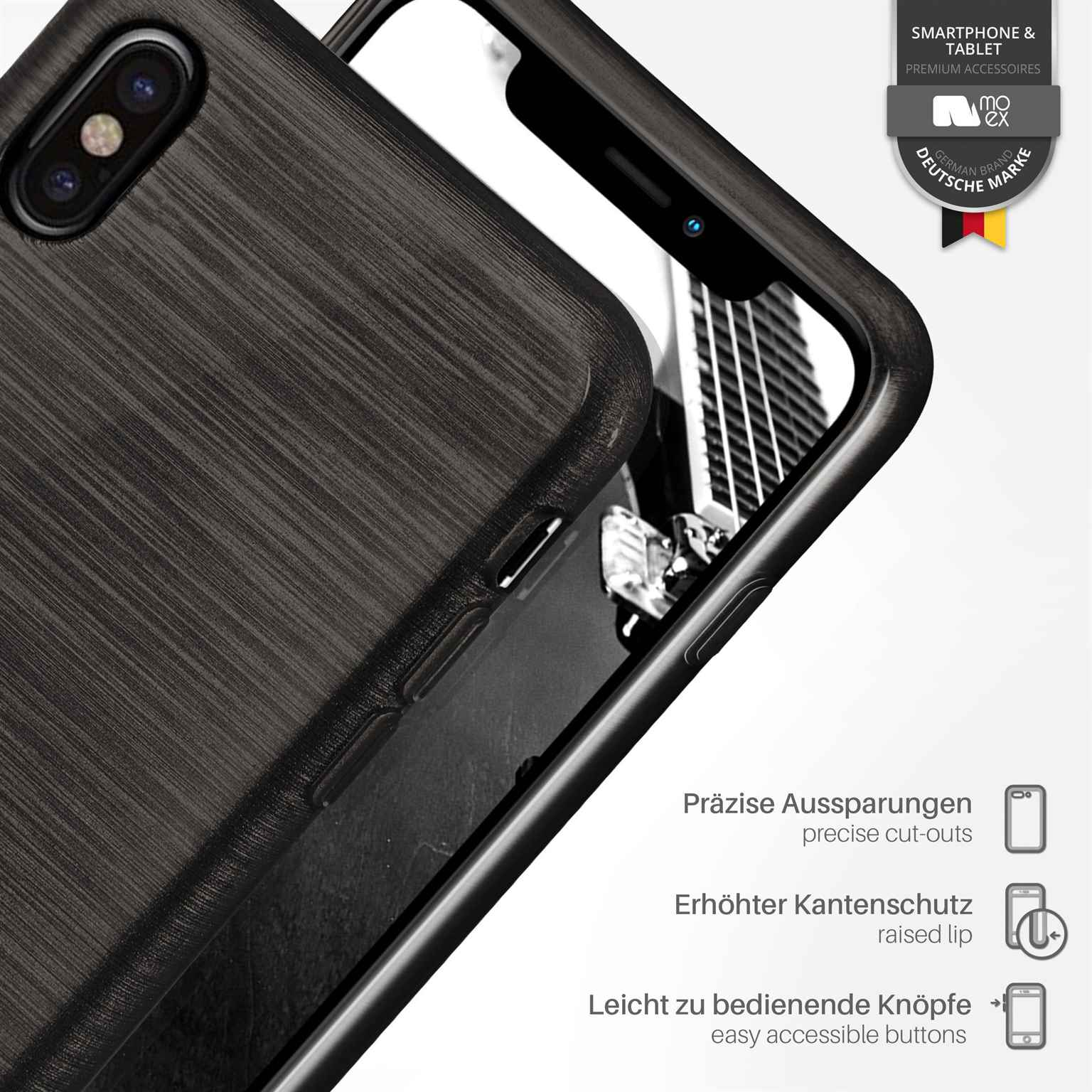 MOEX Brushed Case, Onyx-Black Backcover, iPhone XS, Apple