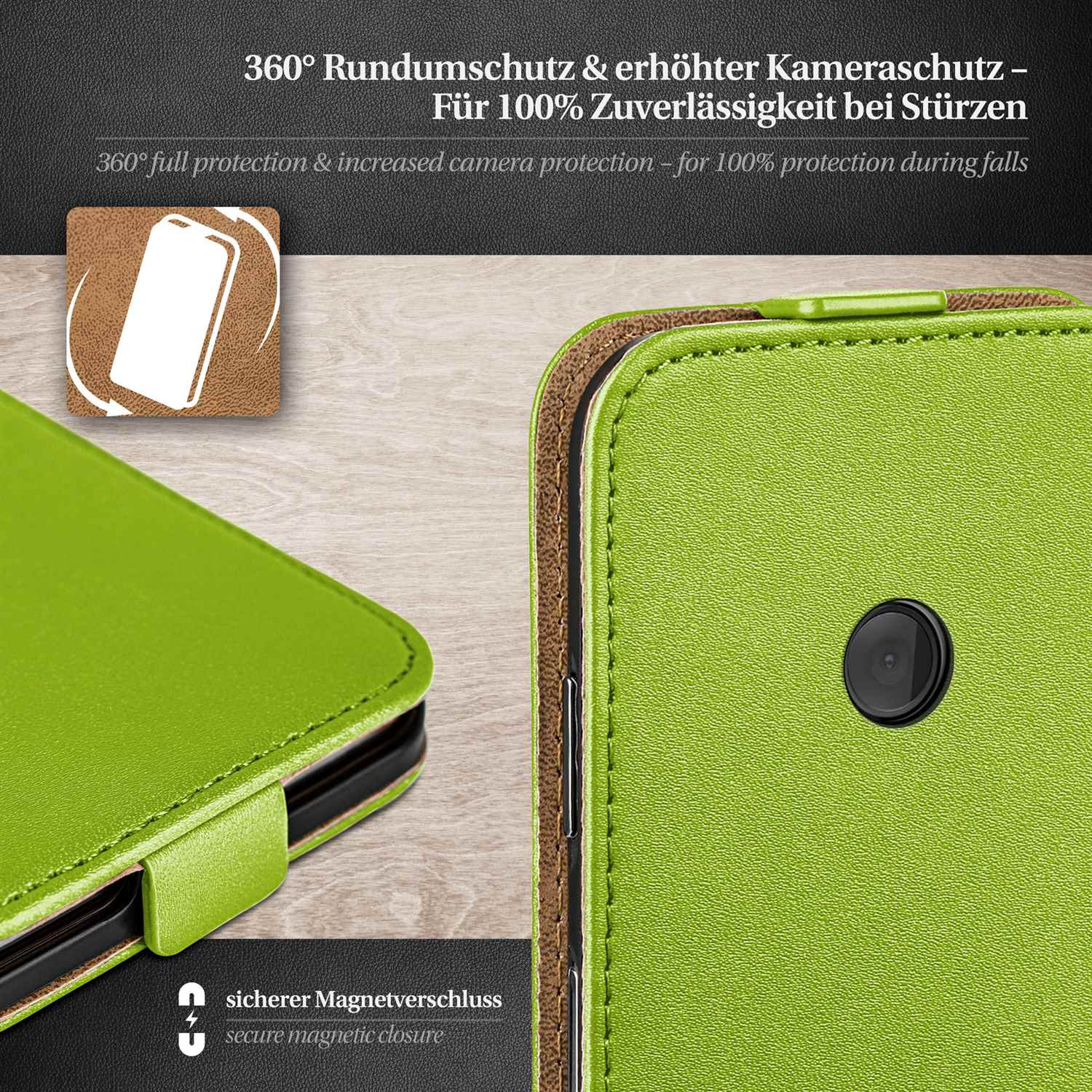 MOEX 525, Nokia, Lumia Cover, Flip Case, Lime-Green Flip