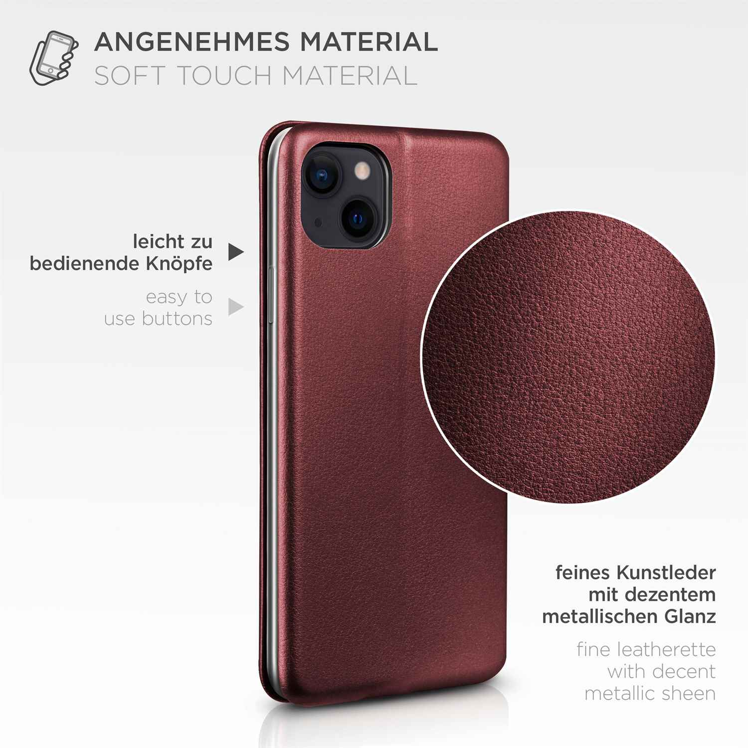 Business Flip Red Burgund Apple, ONEFLOW Cover, 14, Case, - iPhone