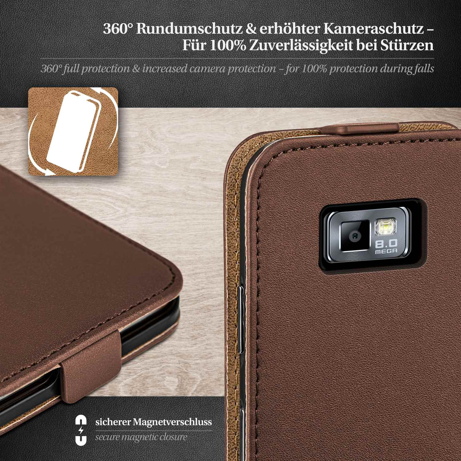 MOEX Flip Case, Flip Cover, Oxide-Brown Samsung, Galaxy S2 Plus