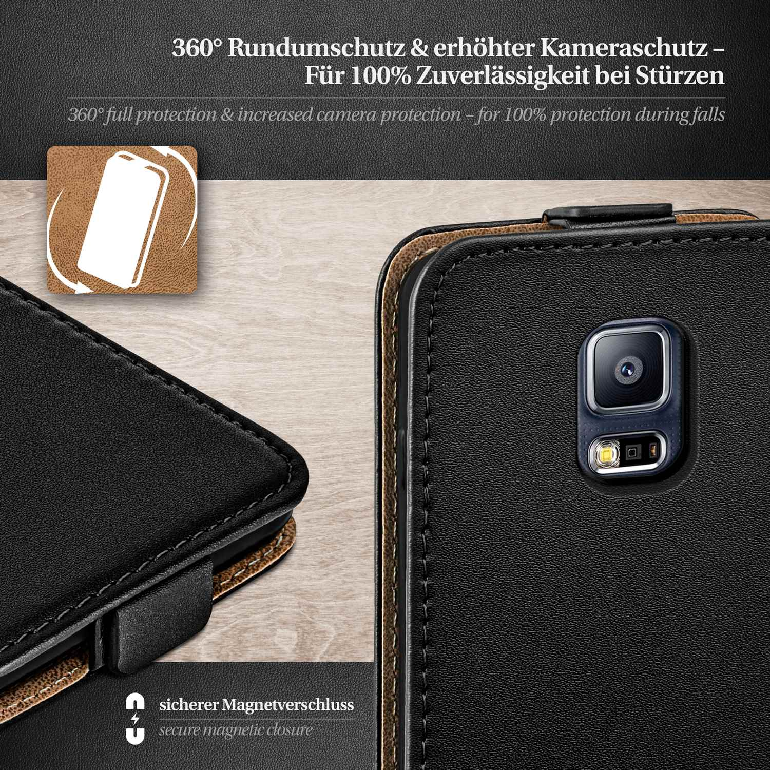 MOEX Flip Case, Flip Neo, Deep-Black Samsung, Galaxy Cover, S5