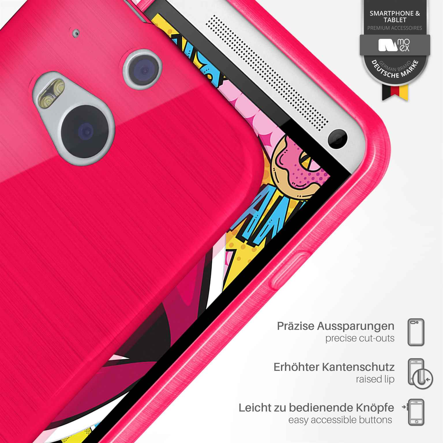 Backcover, M8, HTC, Case, MOEX Magenta-Pink Brushed One