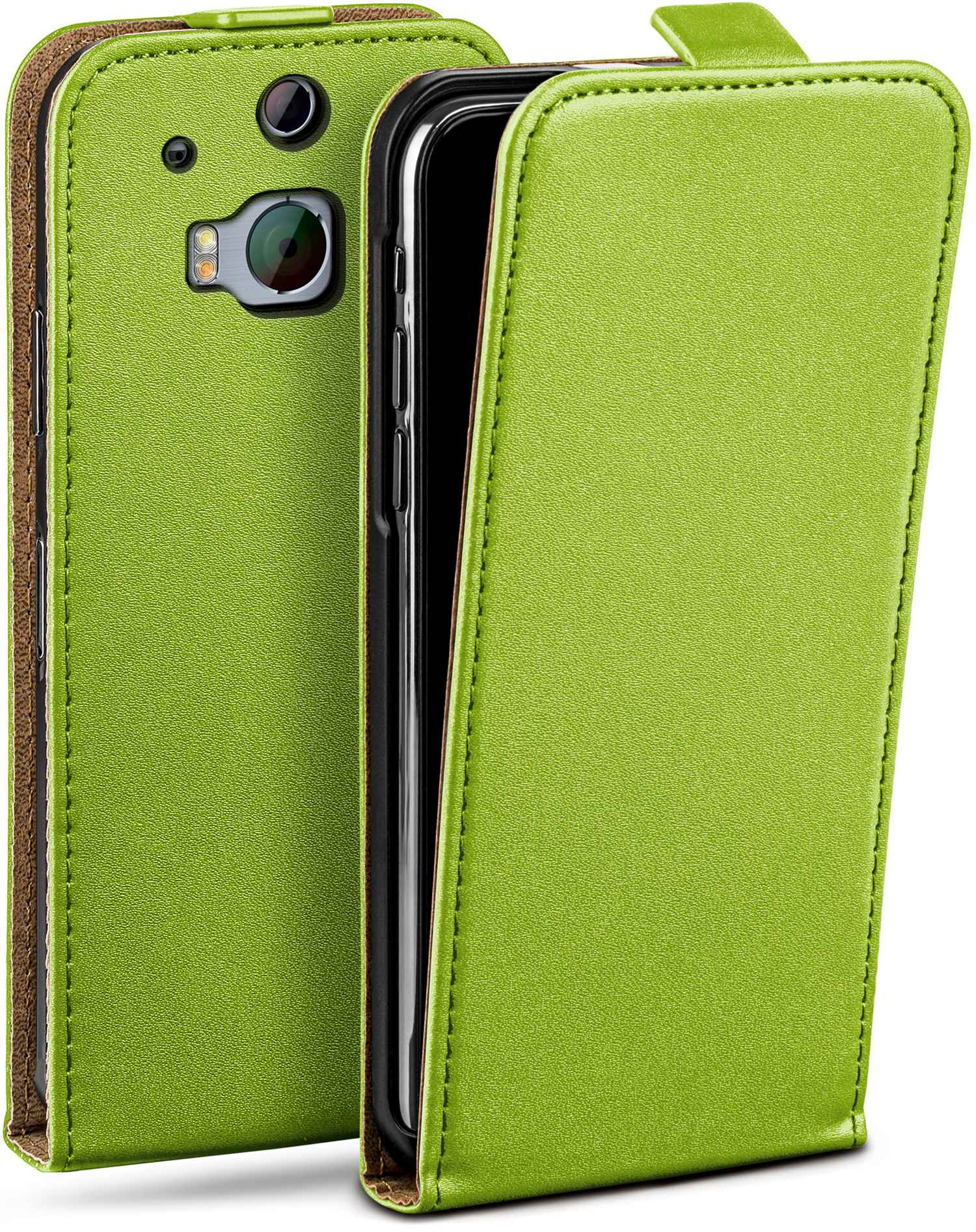 Case, Flip Cover, One M8, HTC, Flip MOEX Lime-Green