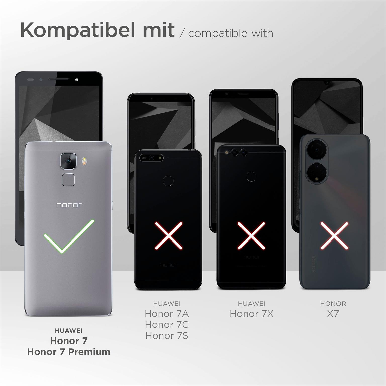 Telefone mit roten X, eines mit grünem Häkchen. Text lautet kompatibel mit Huawei- und Honor-Telefonen.