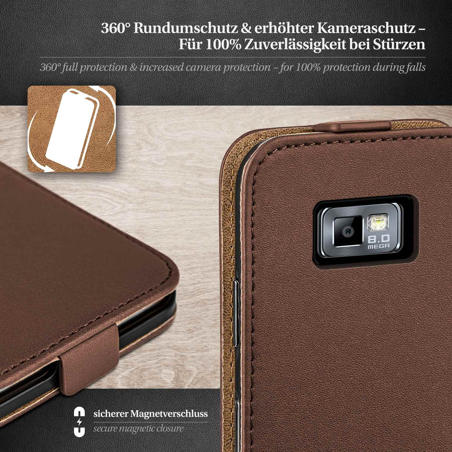 MOEX Flip Case, Flip Cover, S2, Galaxy Samsung, Oxide-Brown