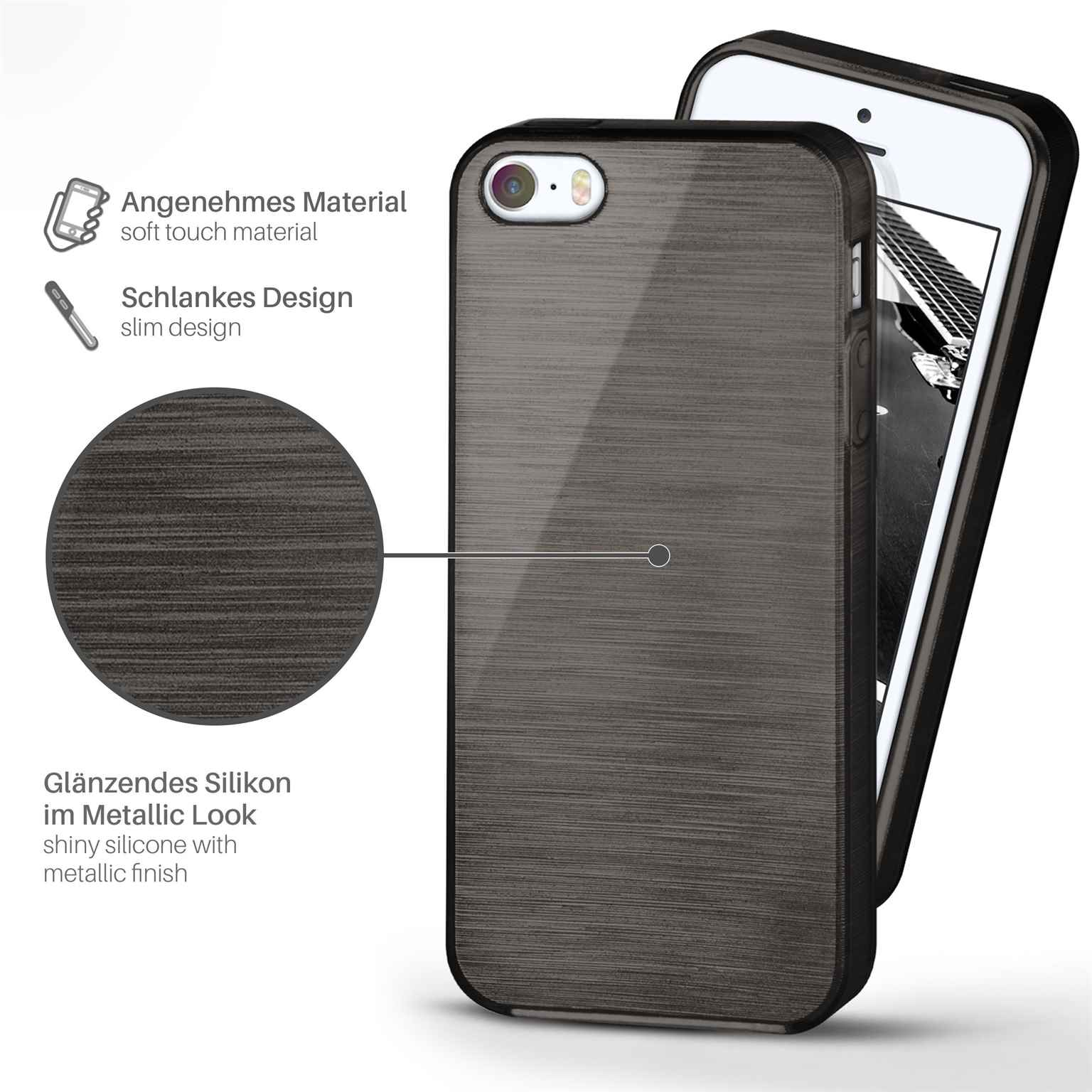 iPhone Case, Onyx-Black Brushed 5s, Backcover, MOEX Apple,