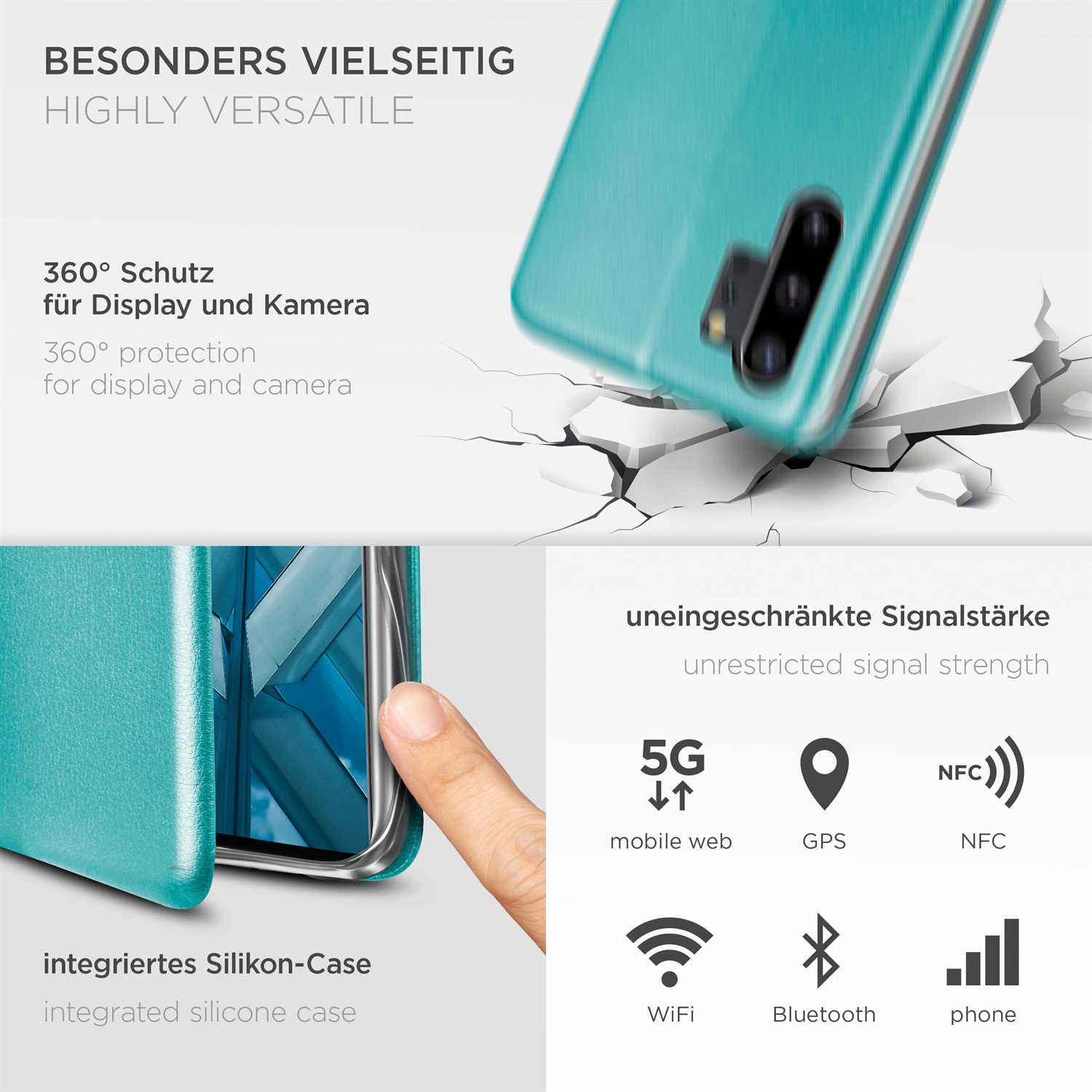 ONEFLOW Business Case, Samsung, Flip Note 5G, Blue Worldwide Galaxy - Plus Cover, 10