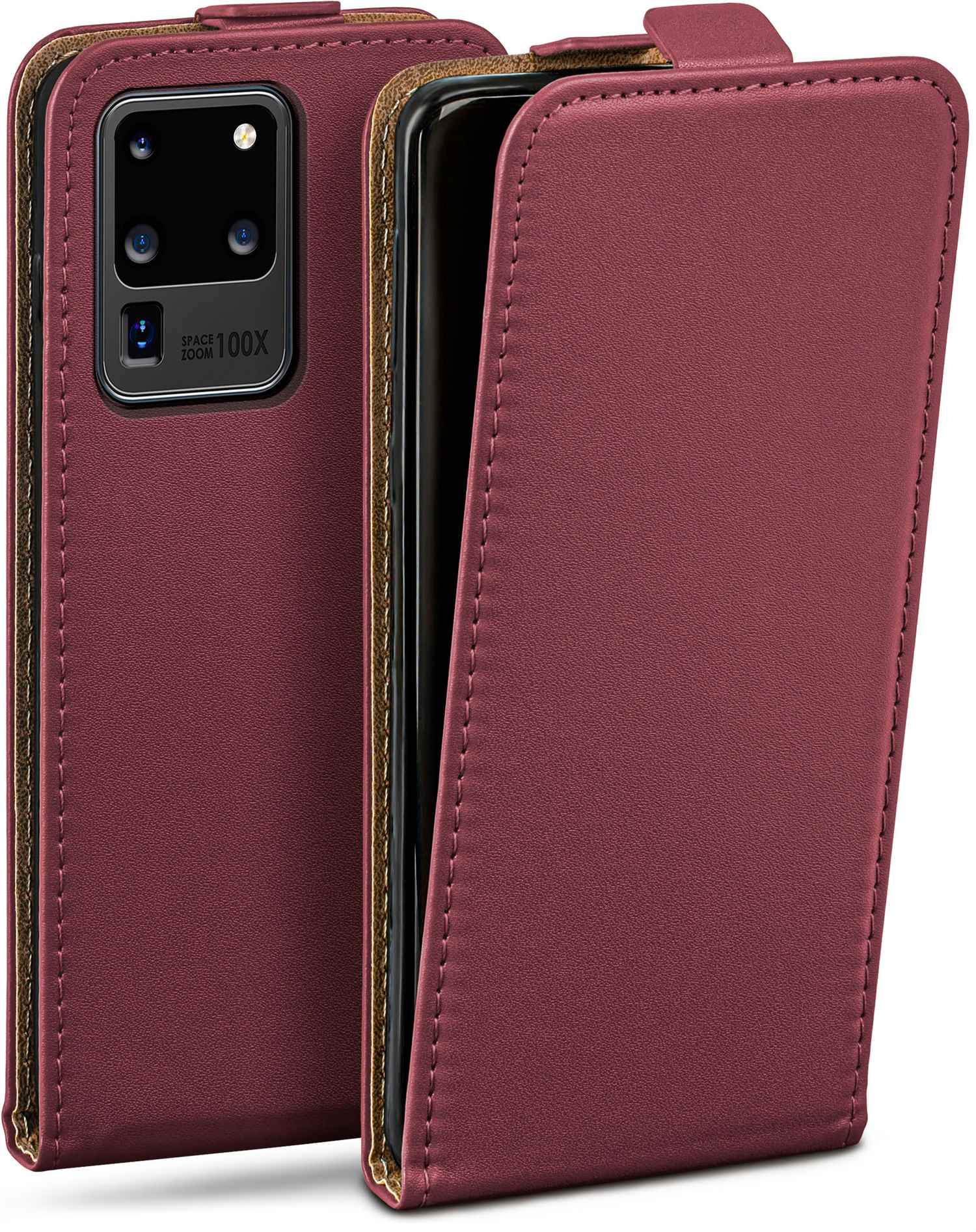 Cover, Samsung, Flip Galaxy Case, MOEX 5G, Maroon-Red Flip S20 Ultra