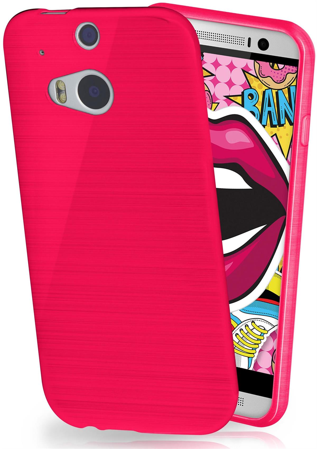 Backcover, HTC, M8s, Magenta-Pink MOEX Brushed Case, One