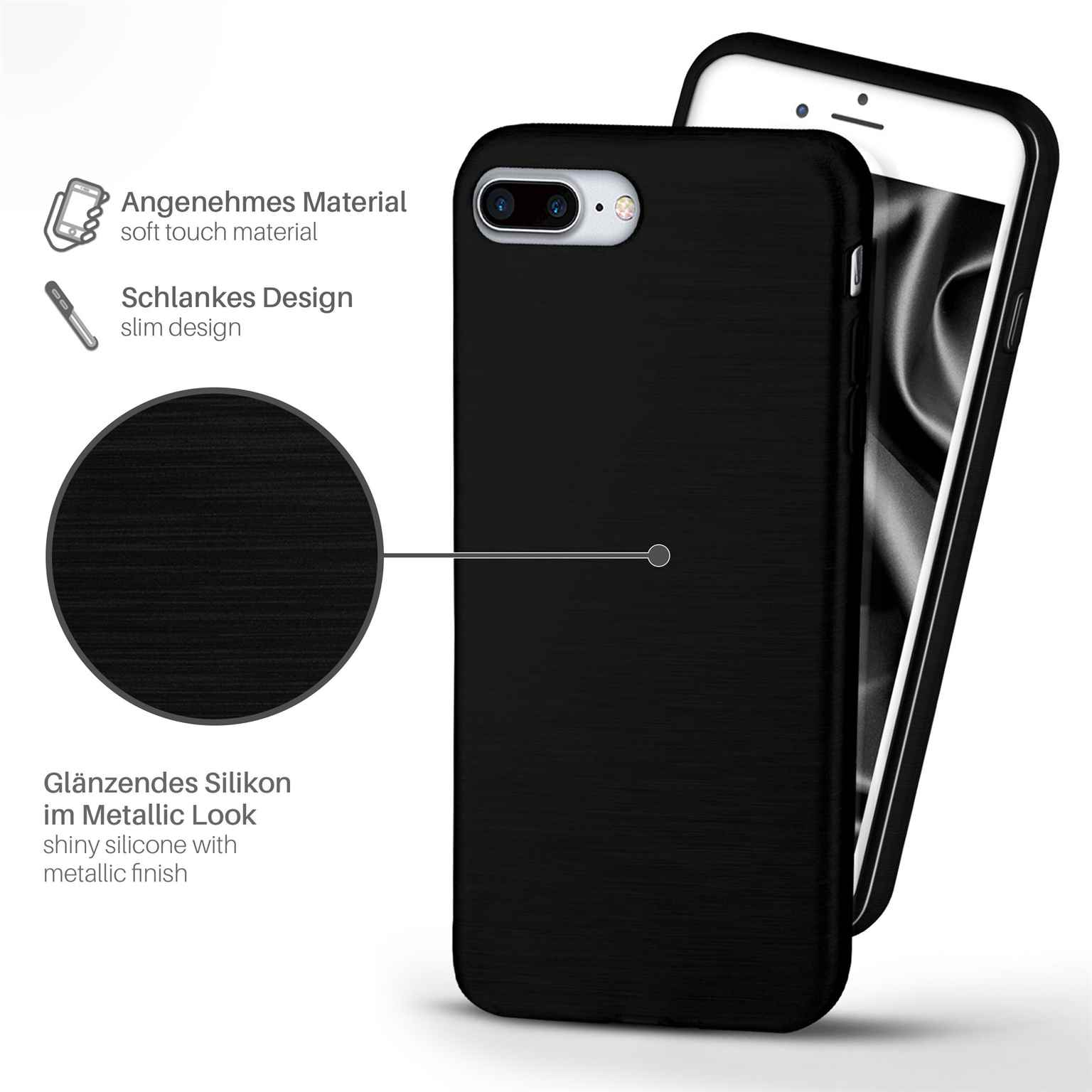 MOEX Brushed iPhone Slate-Black Plus, Apple, Case, Backcover, 8