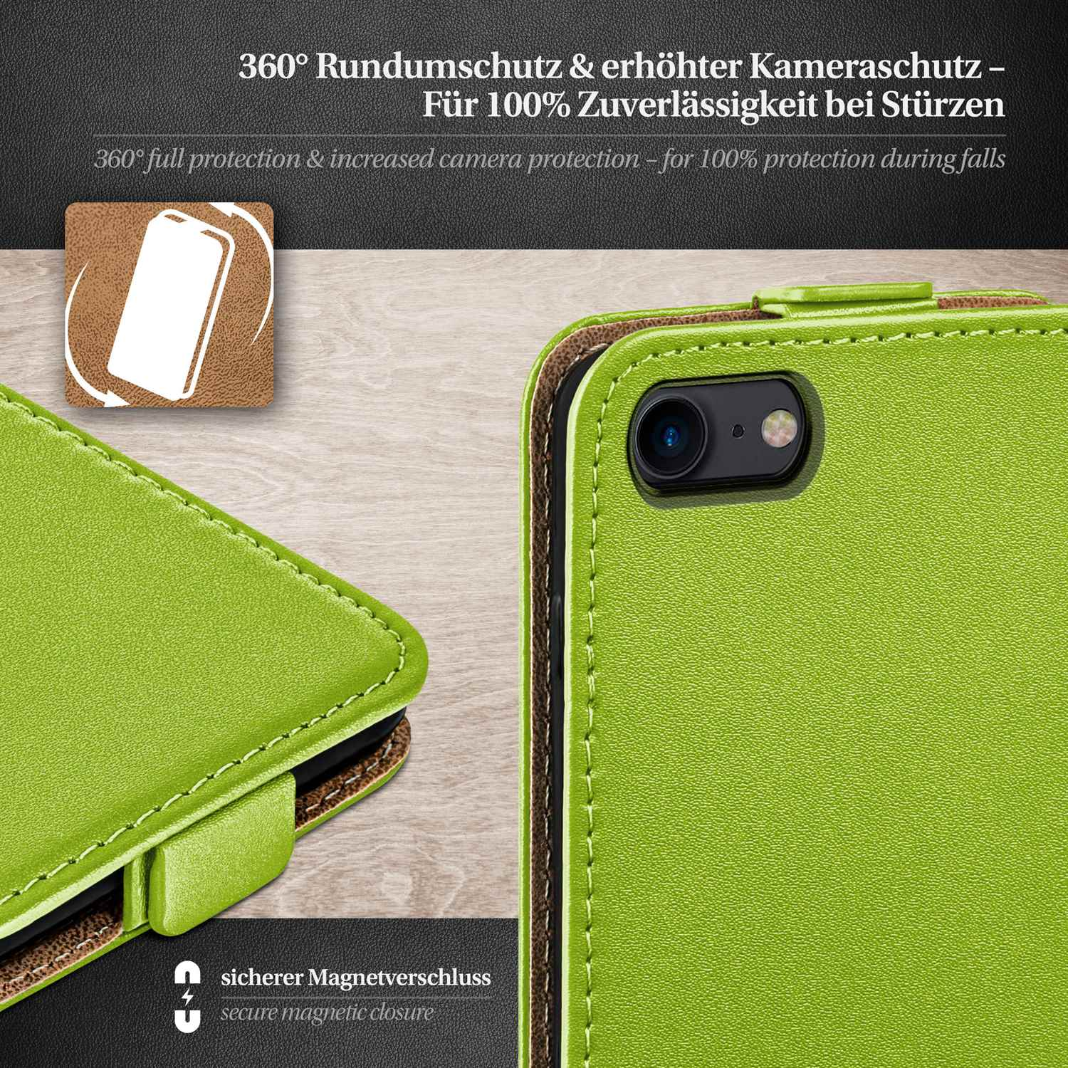 Flip Case, Flip SE Cover, MOEX Apple, Lime-Green iPhone Generation (2020), 2.