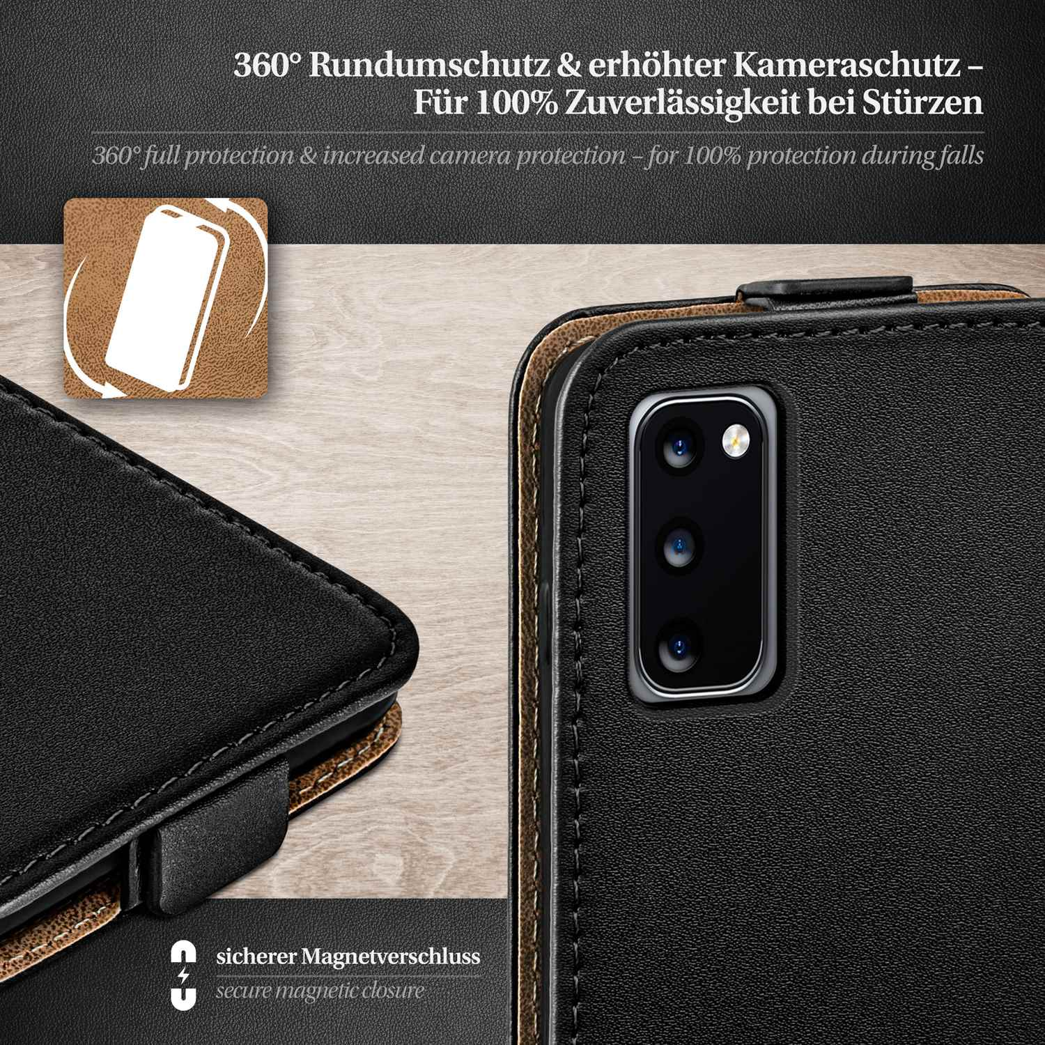 5G, MOEX Flip S20 Galaxy Case, Cover, Flip Samsung, Deep-Black