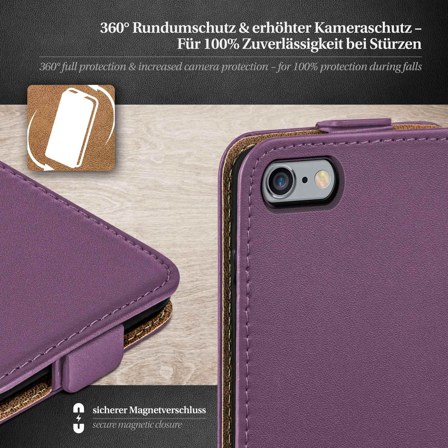 Cover, Indigo-Violet iPhone MOEX Flip Flip Apple, Case, 6,