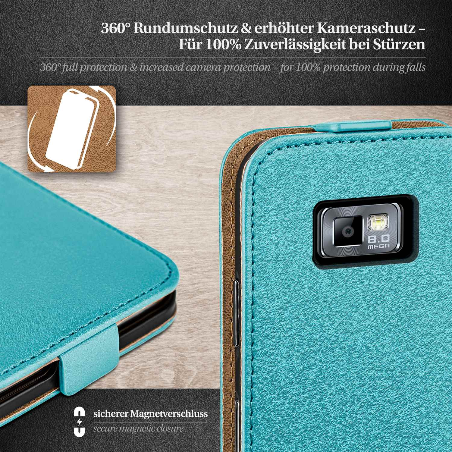 Flip S2, Cover, MOEX Galaxy Samsung, Aqua-Cyan Flip Case,