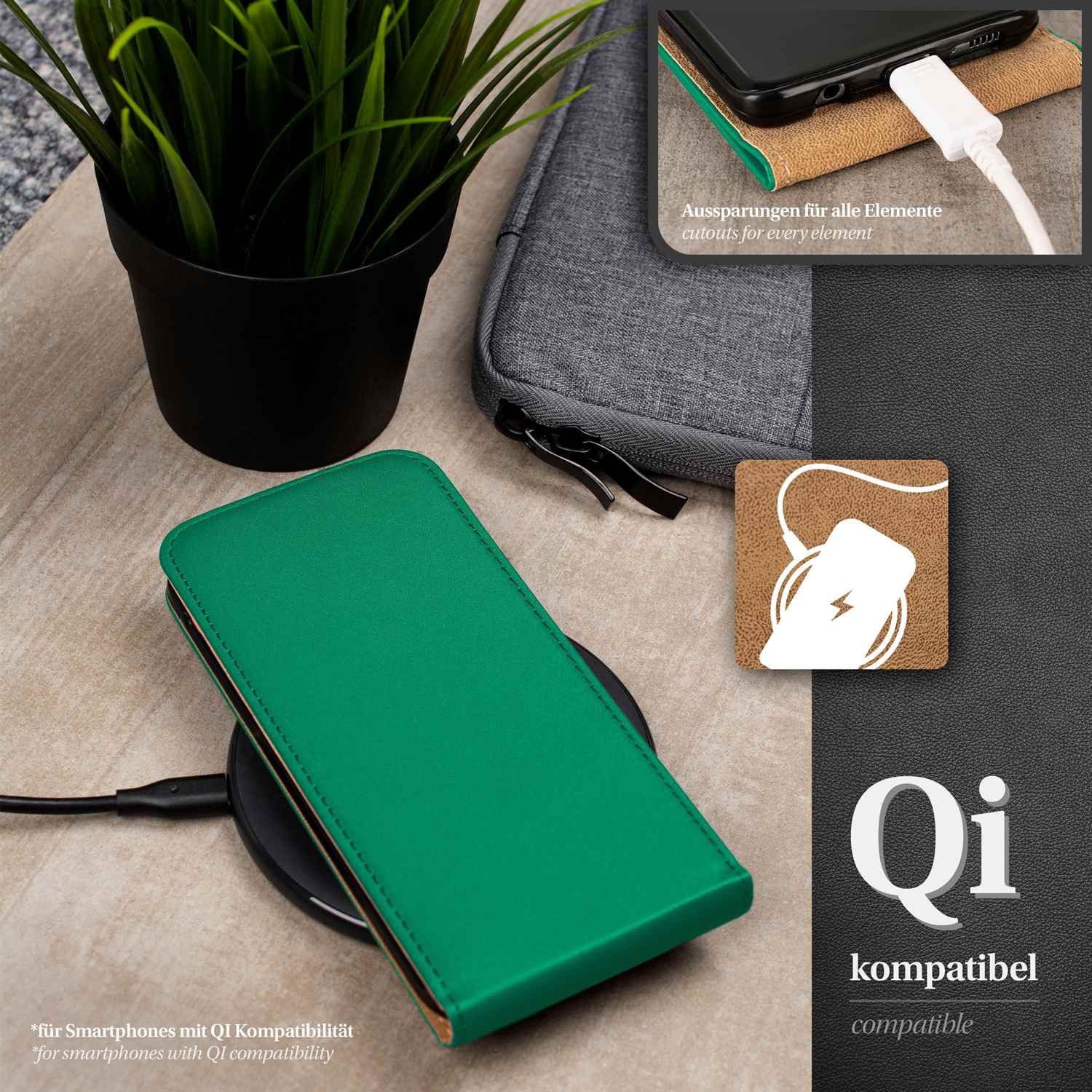 5, Cover, iPhone Flip Emerald-Green Apple, Case, Flip MOEX