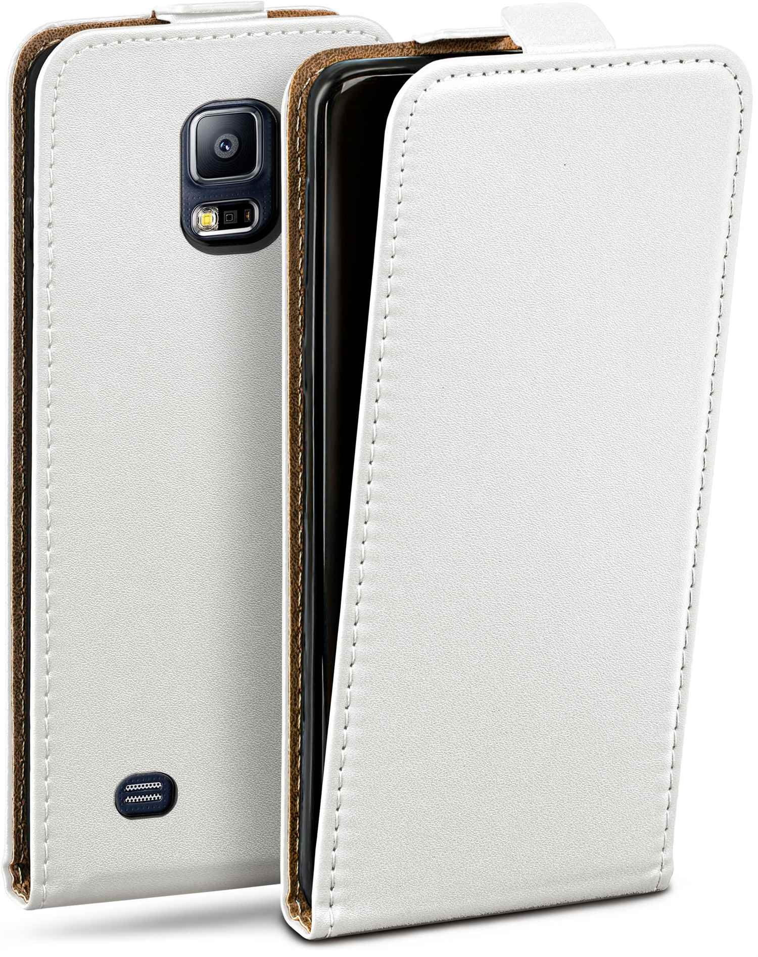 MOEX Flip Case, Flip Pearl-White S5, Cover, Galaxy Samsung