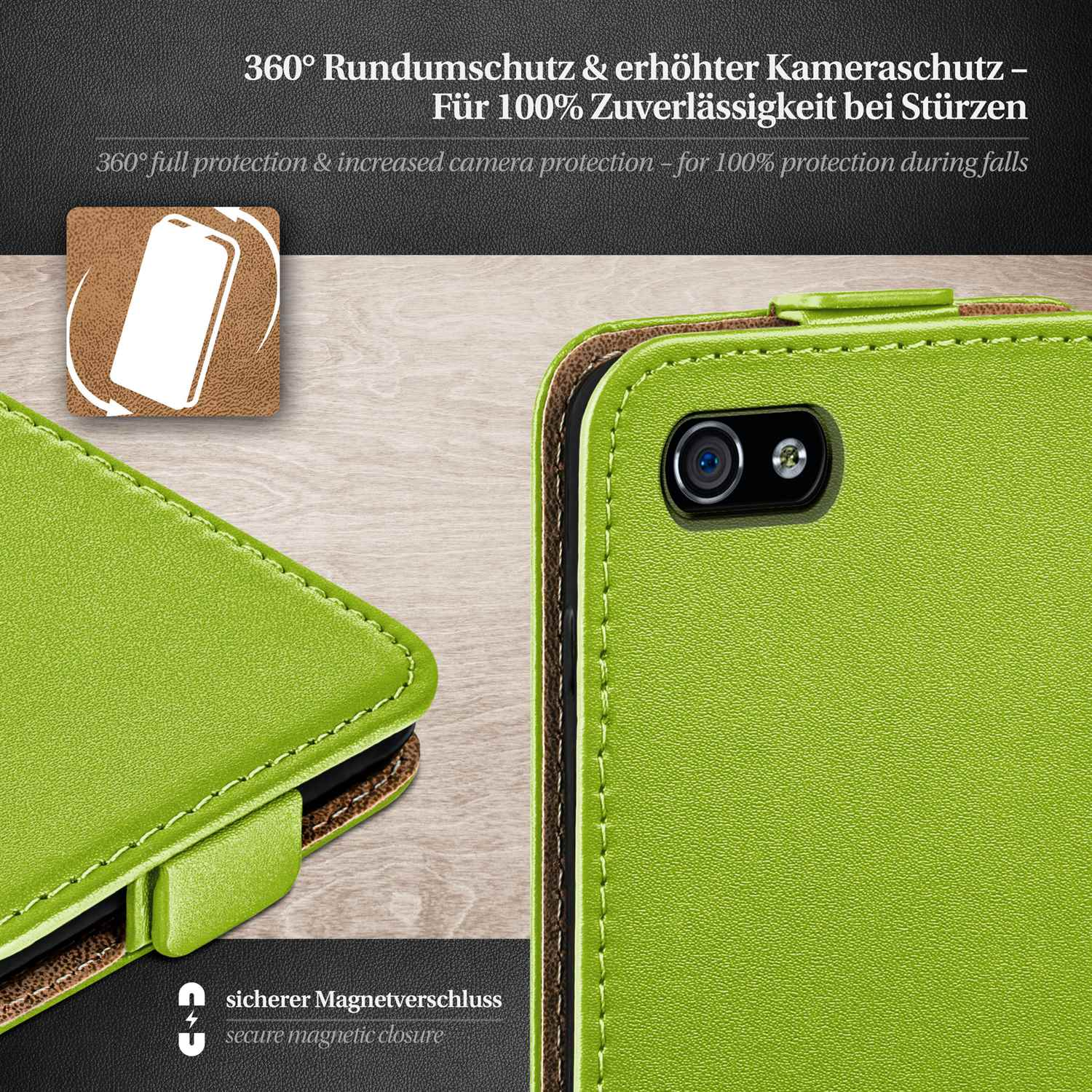 MOEX Apple, Case, Cover, Lime-Green Flip Flip iPhone 4S,