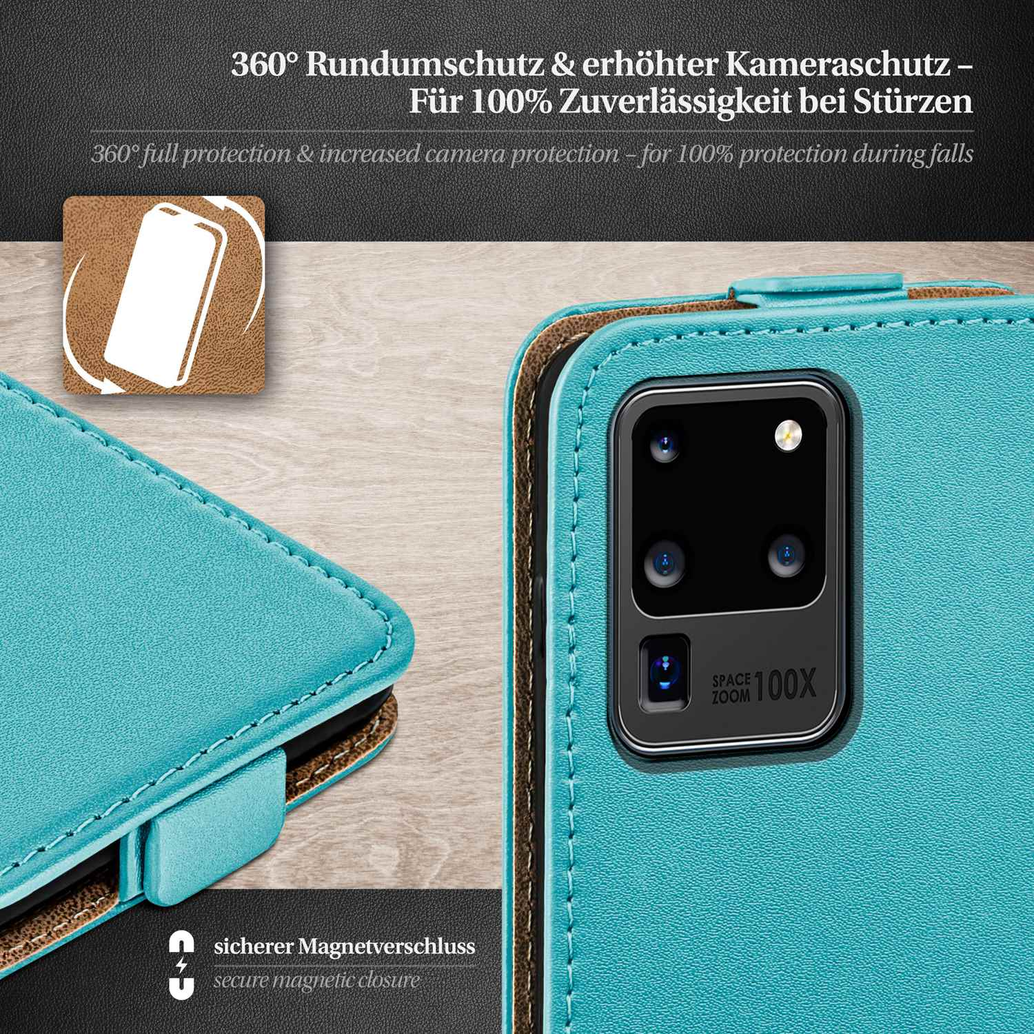 Aqua-Cyan Cover, Galaxy Flip S20 Ultra, Flip MOEX Case, Samsung,