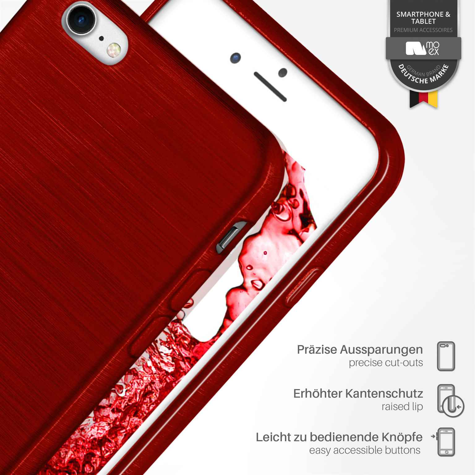 Crimson-Red Backcover, 7, iPhone MOEX Case, Brushed Apple,
