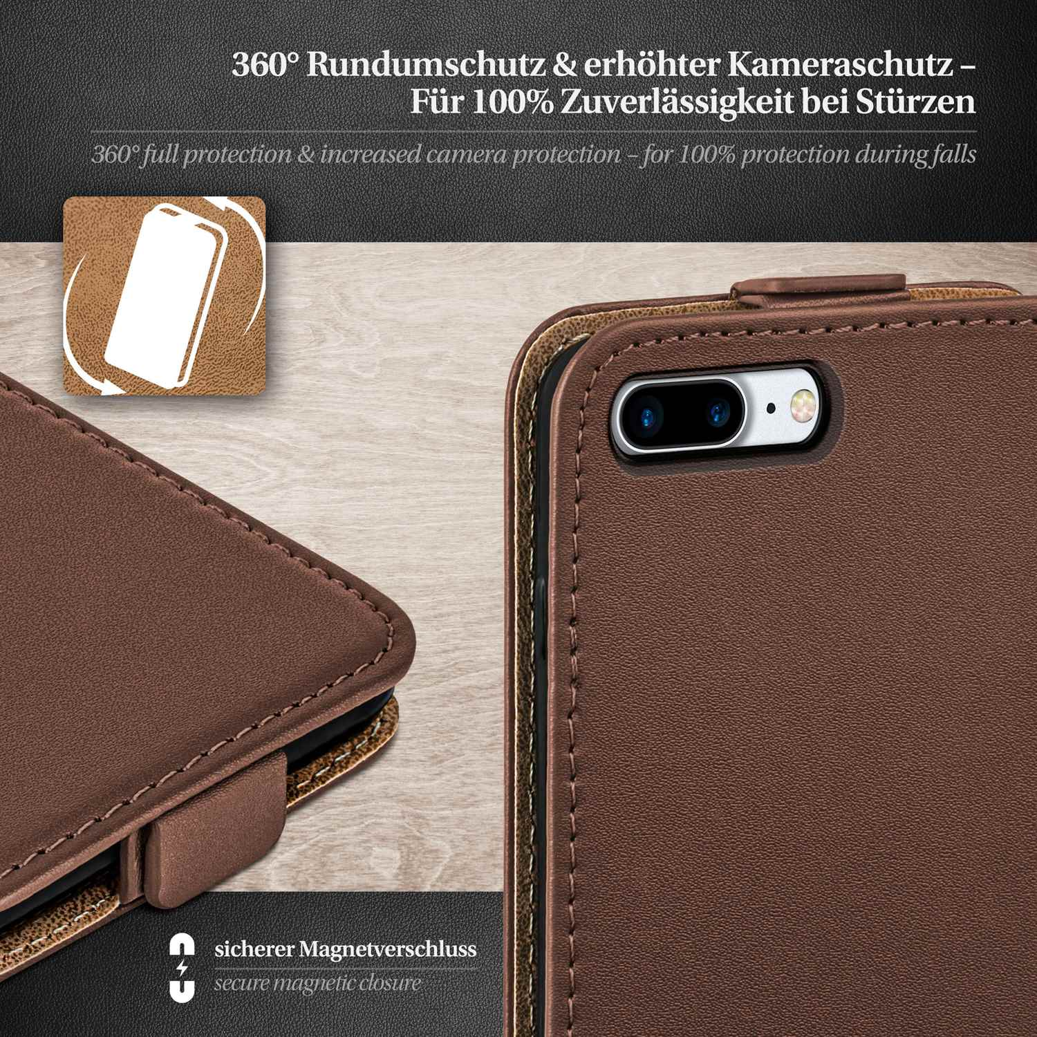 Case, MOEX Apple, Flip Flip 7 iPhone Cover, Oxide-Brown Plus,