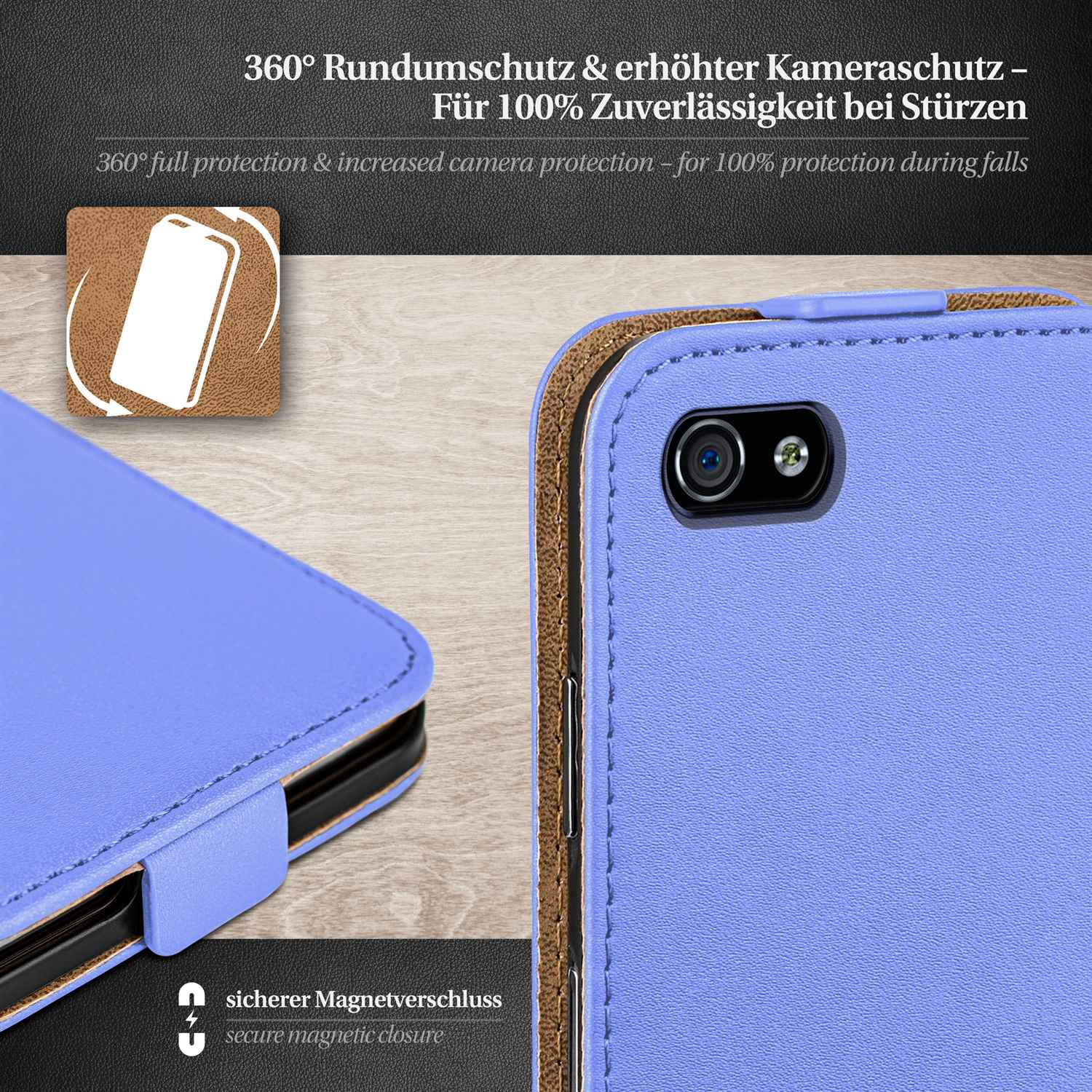 MOEX Flip 4, iPhone Sky-Blue Cover, Flip Case, Apple