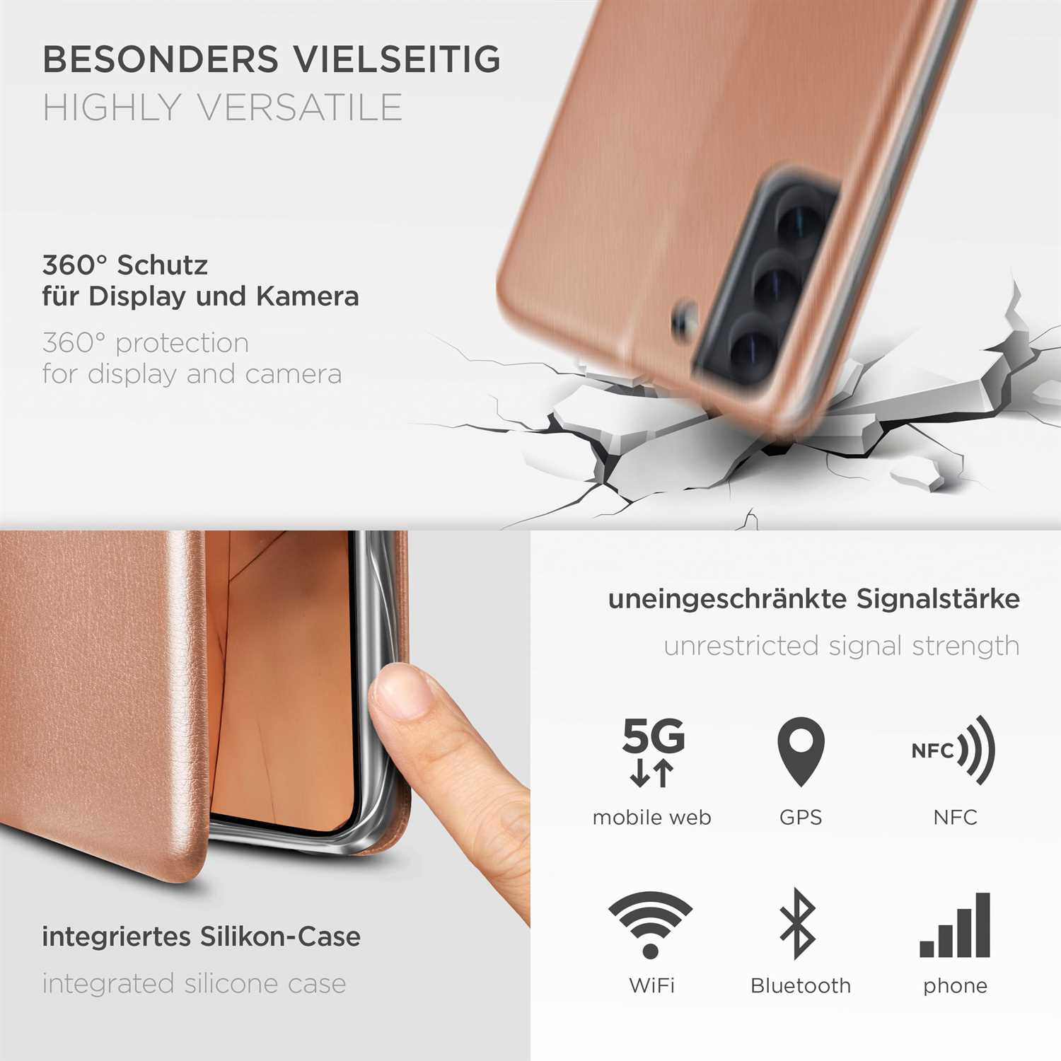 ONEFLOW Business Case, Flip Seasons Plus, Cover, - Rosé S22 Galaxy Samsung