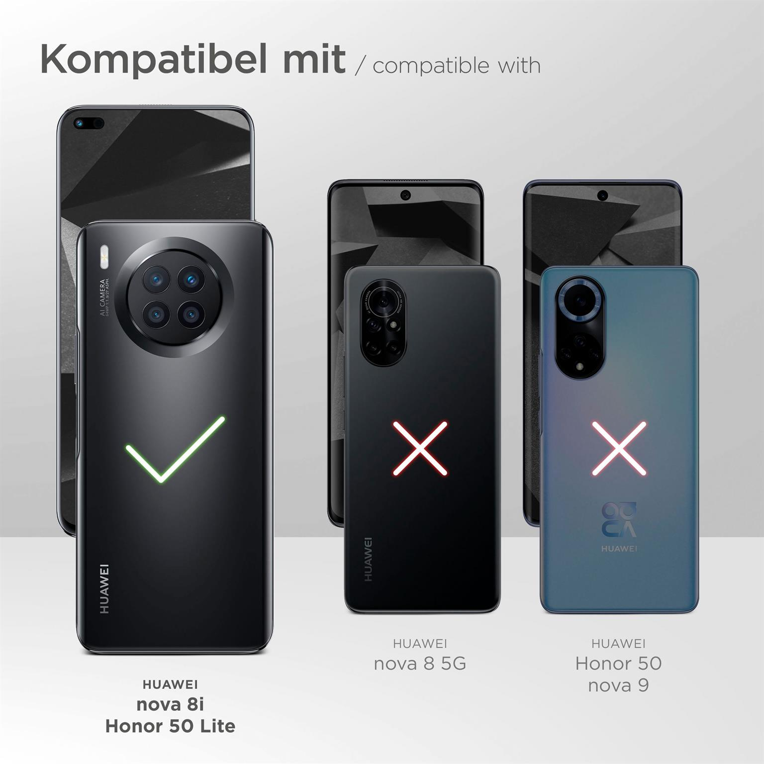 Kompatible Telefonmodelle: Huawei Nova 8i, 8 5G, 50 und 9. Mit grünem Haken und rotem X.