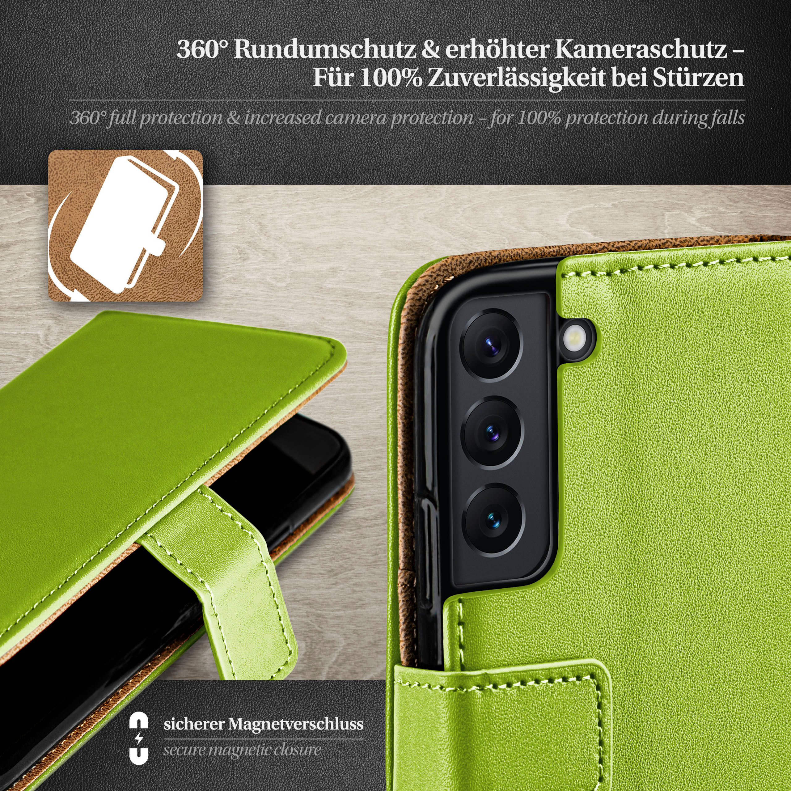 MOEX Book Case, Bookcover, Samsung, Lime-Green Galaxy S22