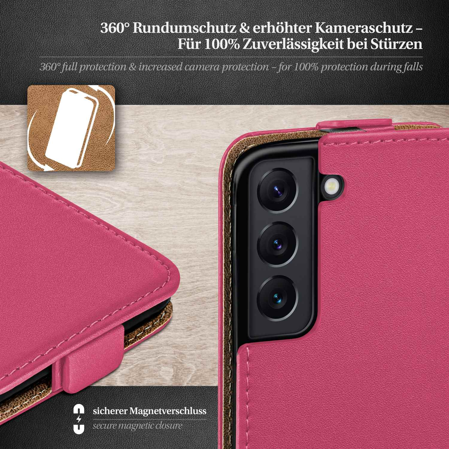 Flip S22, Case, Berry-Fuchsia Cover, MOEX Galaxy Flip Samsung,