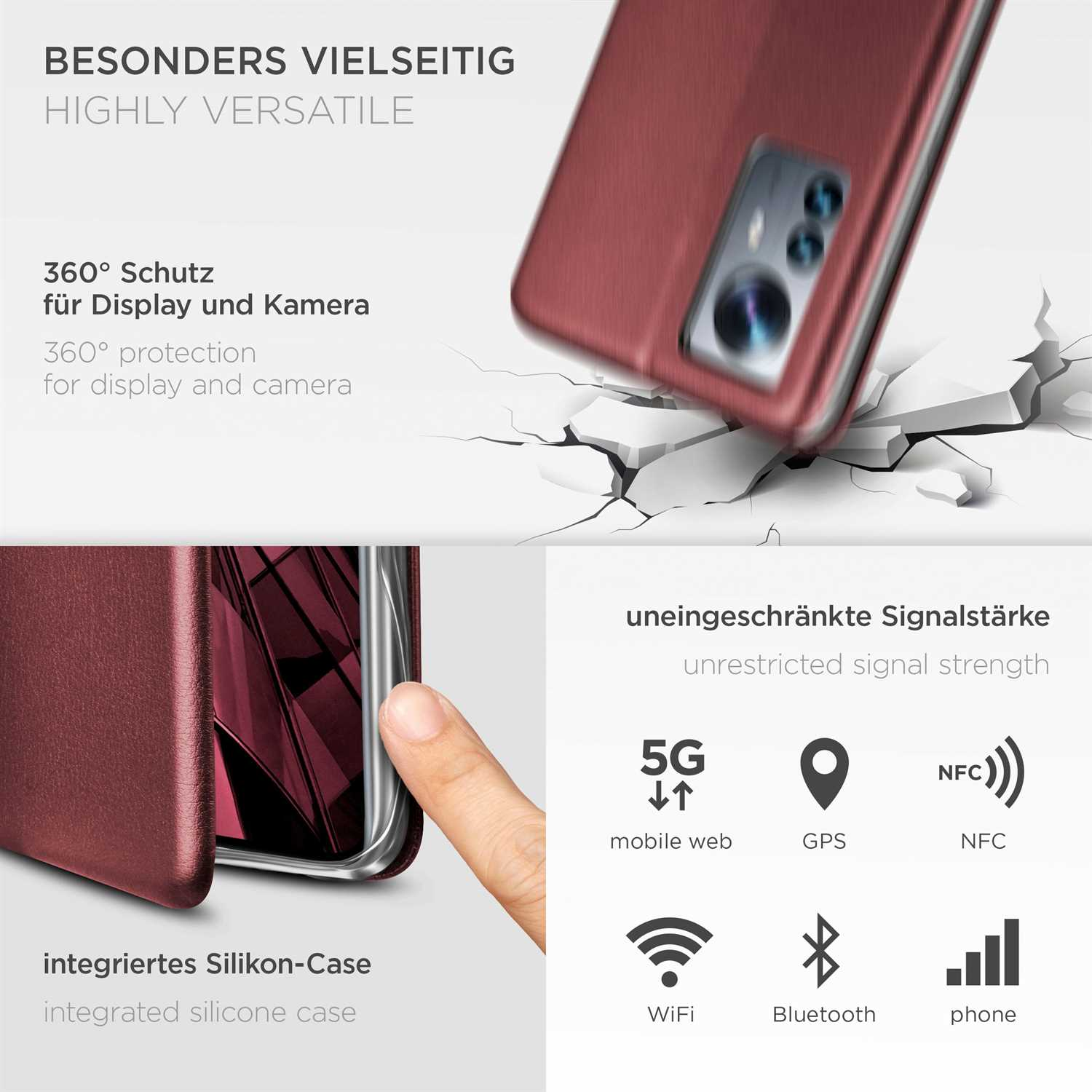 Business ONEFLOW 12 Flip Xiaomi, Pro, - Red Case, Burgund Cover,