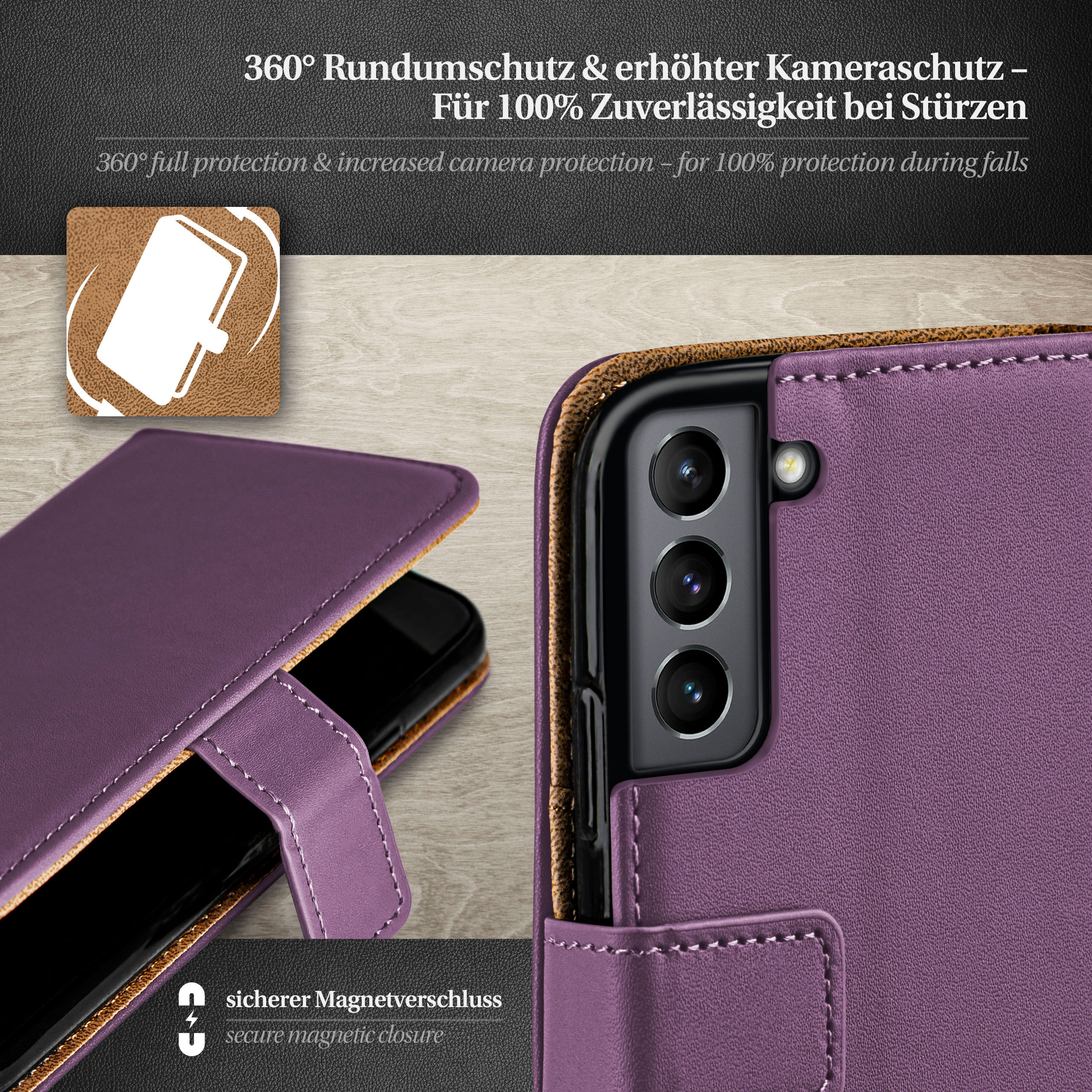 S21 Galaxy Indigo-Violet Book Bookcover, FE Samsung, Case, MOEX 5G,