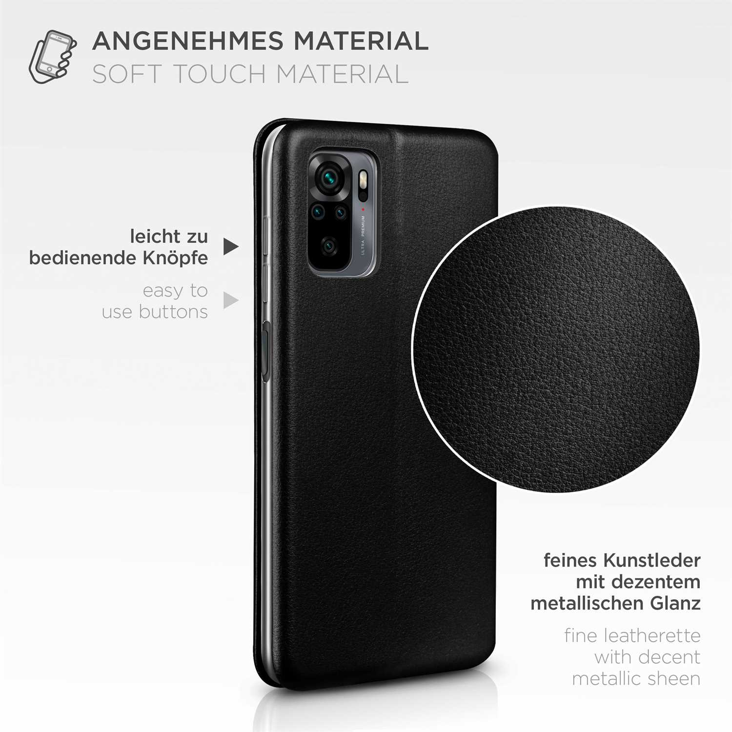 ONEFLOW Flip Note Cover, Tuxedo 10S, Redmi Case, Business - Xiaomi, Black