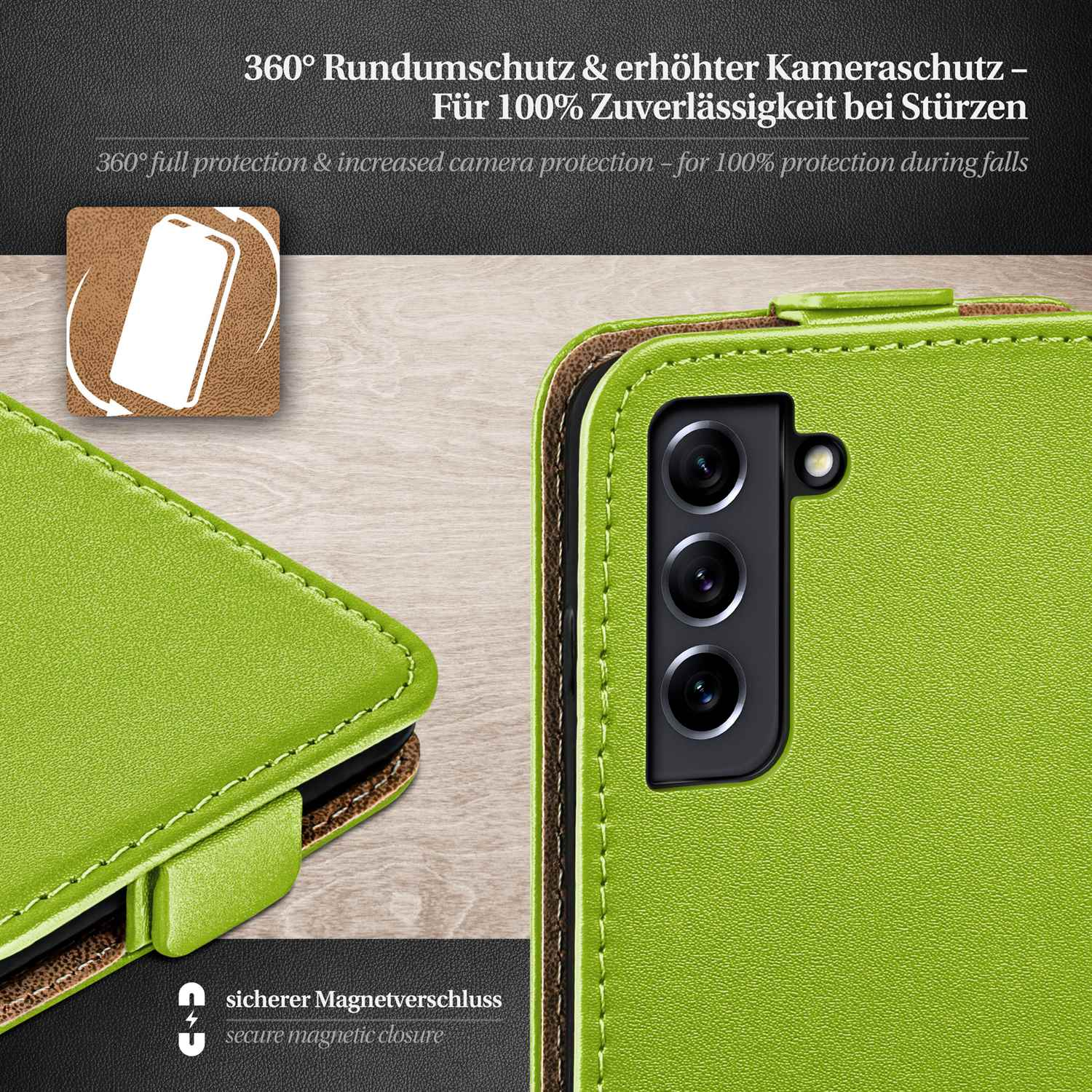 FE Samsung, Flip Galaxy Flip Cover, Lime-Green Case, 5G, S21 MOEX