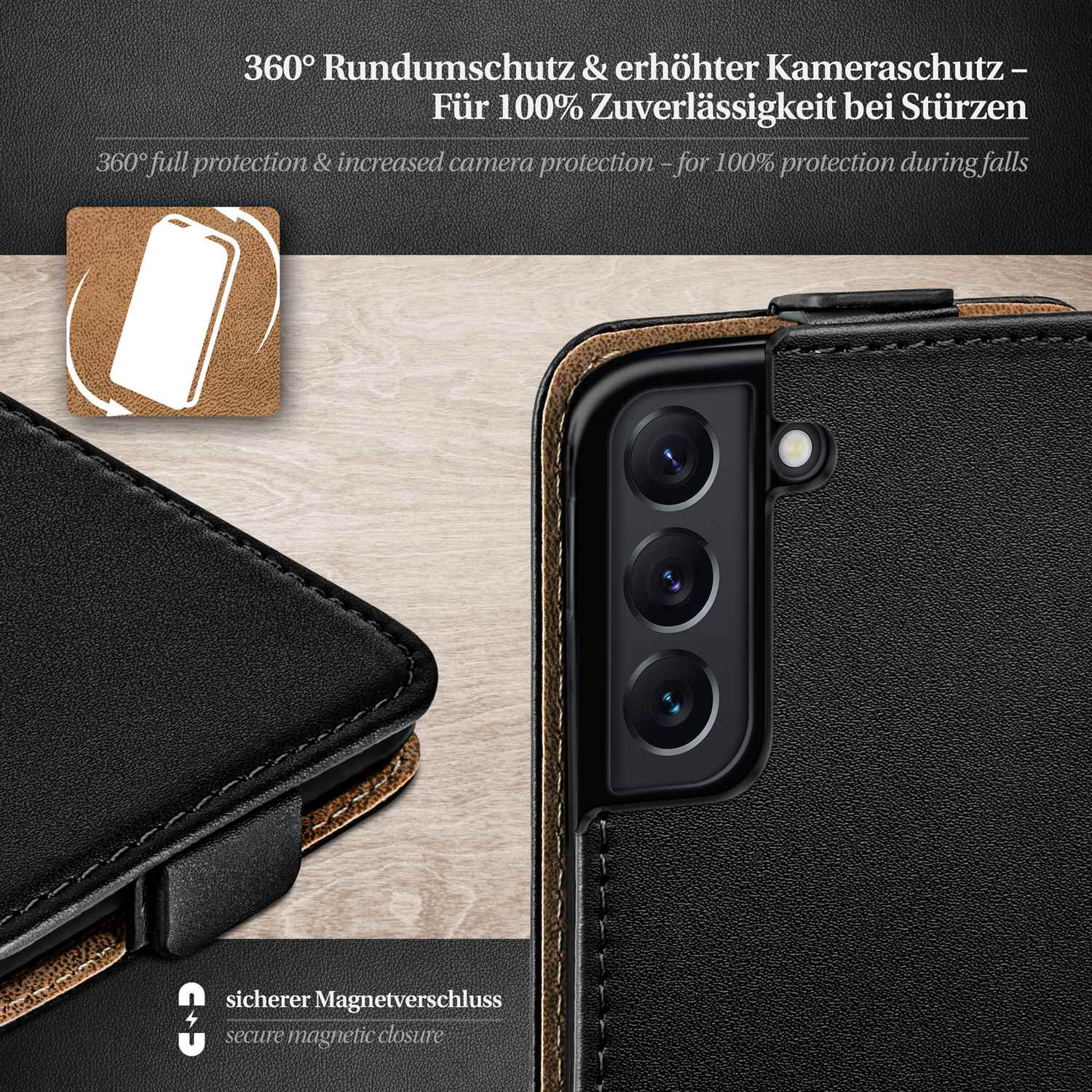 MOEX S22 Cover, Samsung, Galaxy Deep-Black Plus, Flip Flip Case,