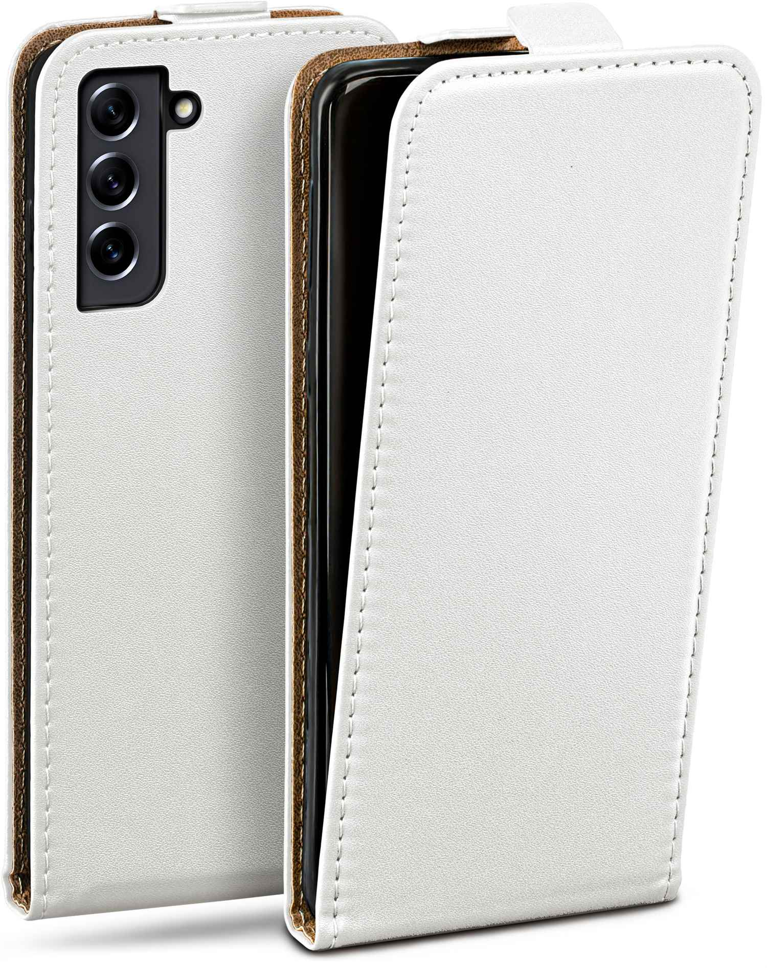 Case, Cover, Flip Samsung, FE S21 5G, Pearl-White MOEX Flip Galaxy