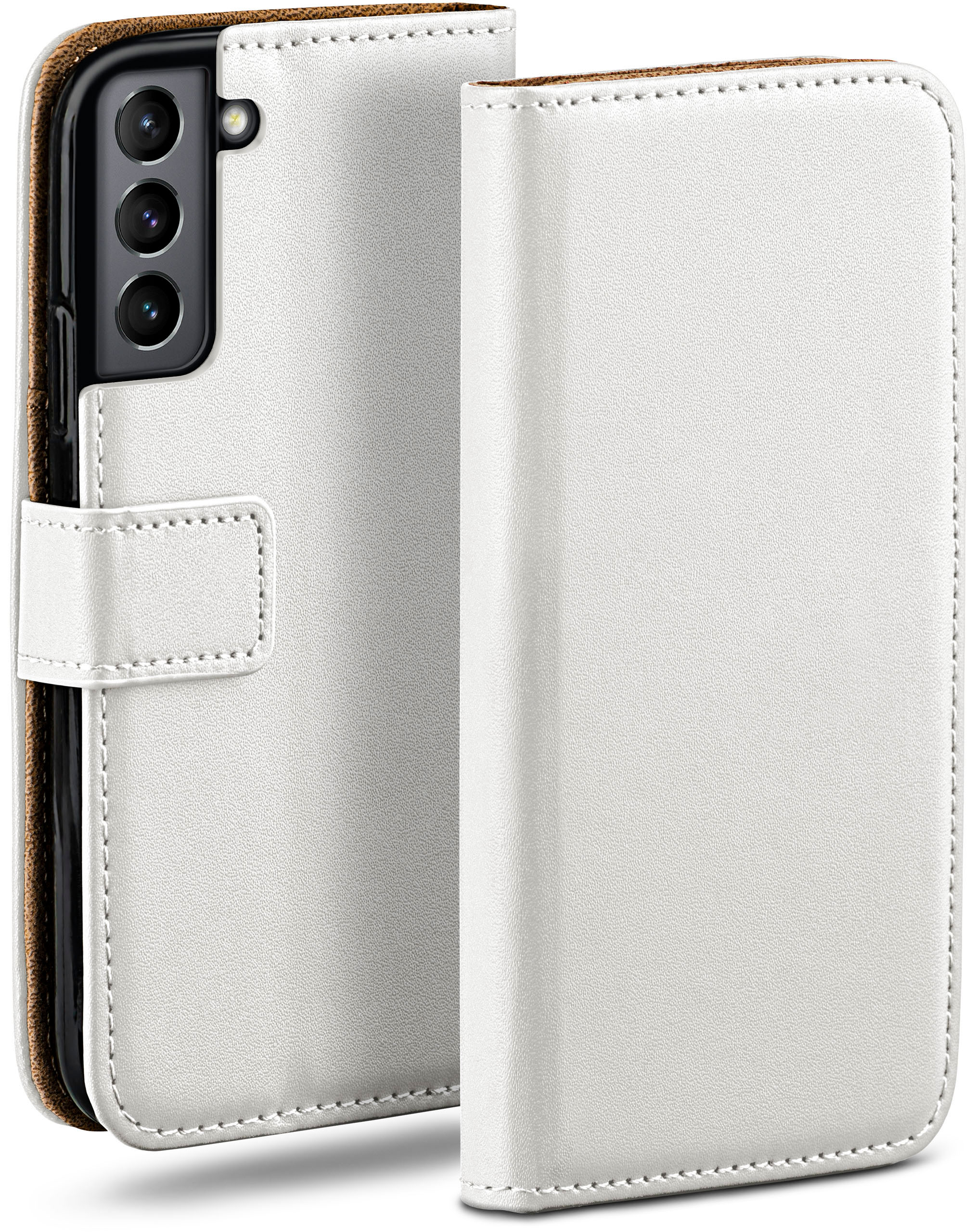 S21 Galaxy Bookcover, Case, Book MOEX 5G, FE Pearl-White Samsung,