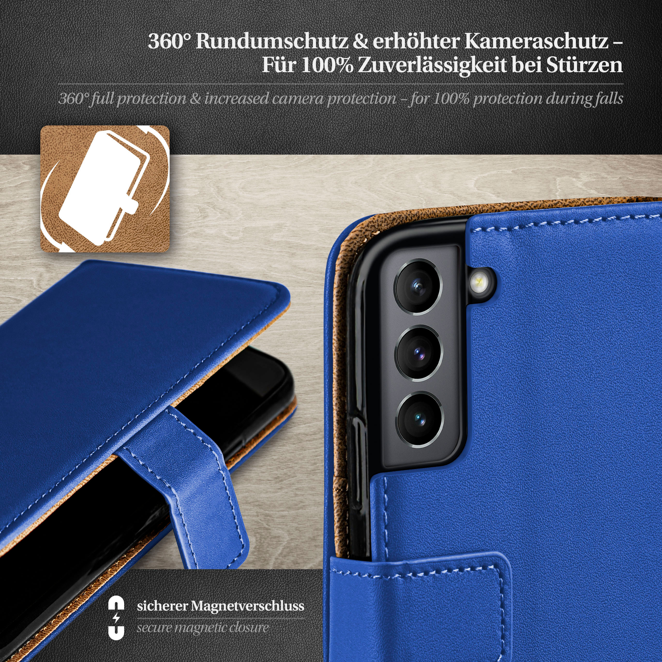 MOEX Book Royal-Blue S21 Case, Galaxy FE Bookcover, Samsung, 5G