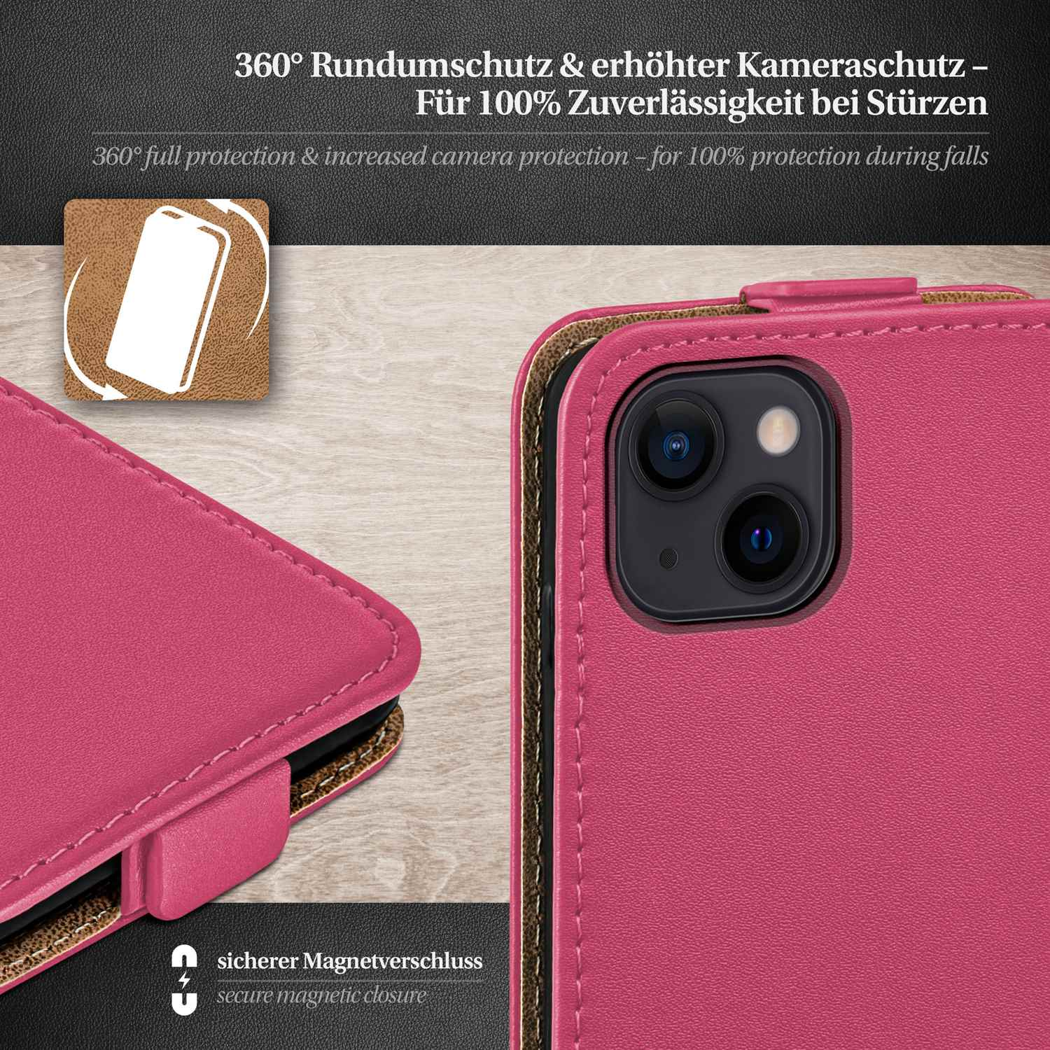 Flip 13, Cover, iPhone Case, Berry-Fuchsia MOEX Apple, Flip