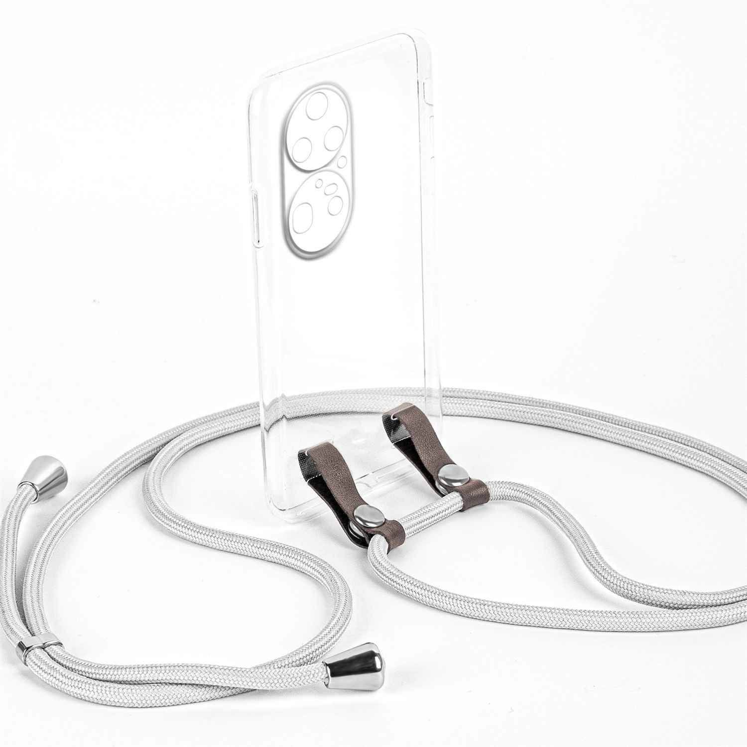 Telefon mit einem grauen Telefonkabel.