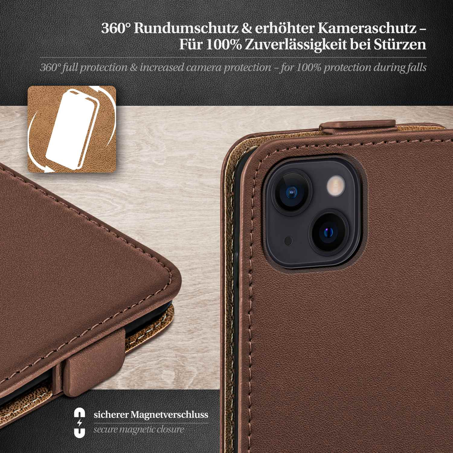 MOEX Flip Case, Flip Cover, Apple, Oxide-Brown 13 iPhone mini