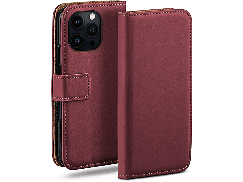 Apple, Book iPhone Pro Bookcover, Maroon-Red 13 MOEX Case, Max,
