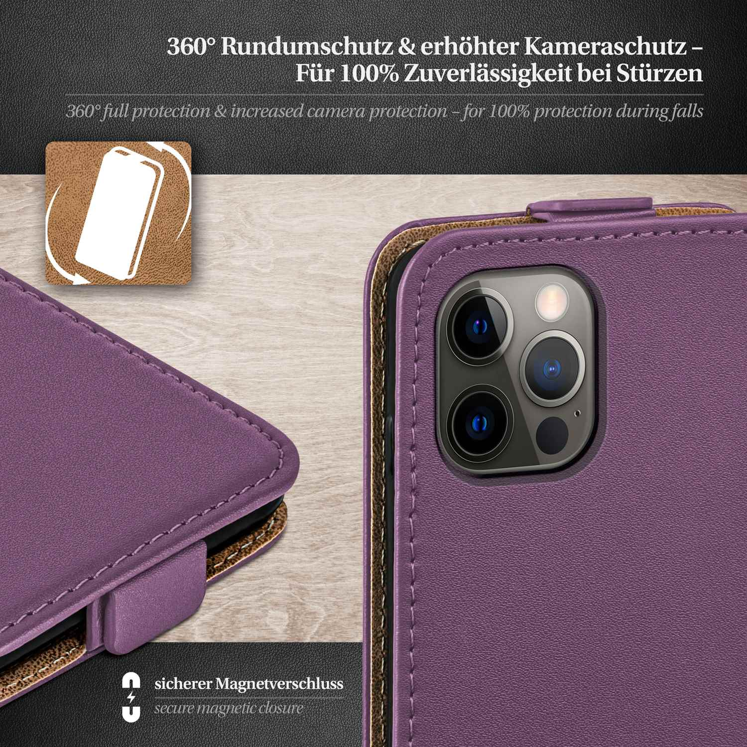 Case, Indigo-Violet Cover, Pro, Flip iPhone Flip MOEX Apple, 12