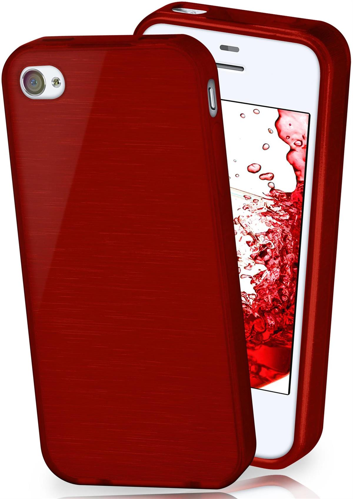 MOEX Brushed Case, Crimson-Red Backcover, 4S, Apple, iPhone