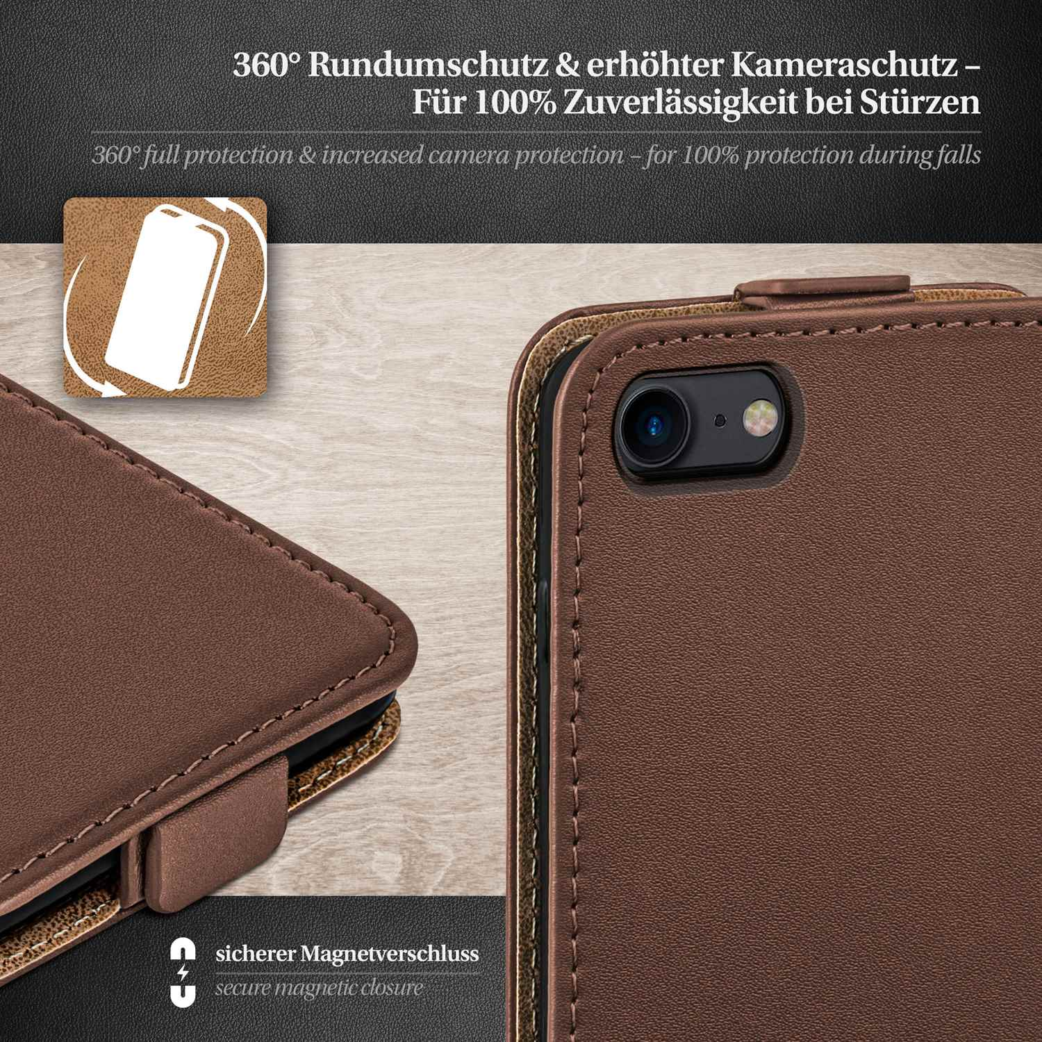 3. MOEX SE Cover, Generation iPhone Oxide-Brown Flip Case, Flip (2022), Apple,